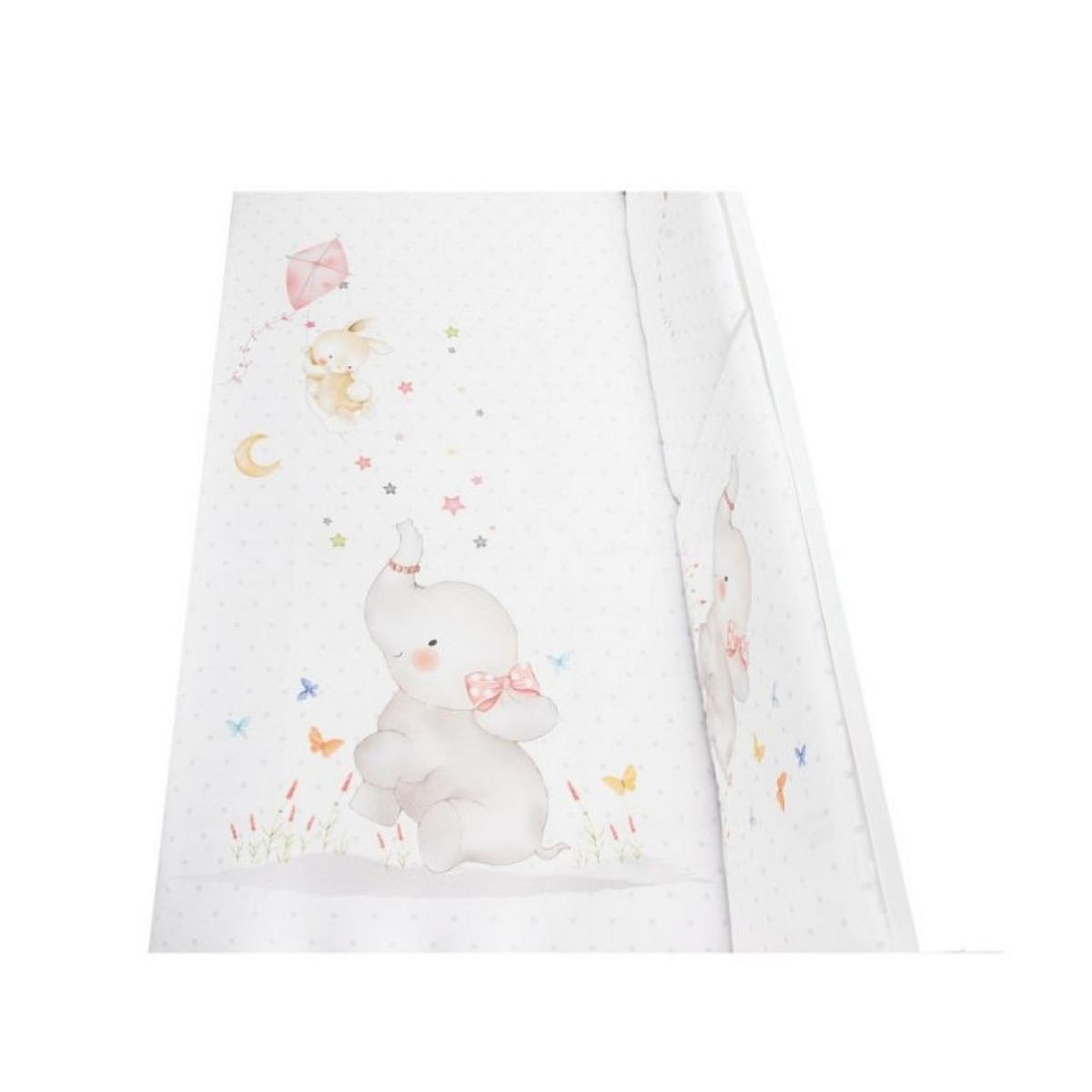 INTERBABY Parure Lit Bébé Amovible Elephant - Rose
