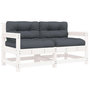 Voir la diapositive 2 : VIDAXL Chaises de jardin et coussins lot de 2 blanc bois de pin massif