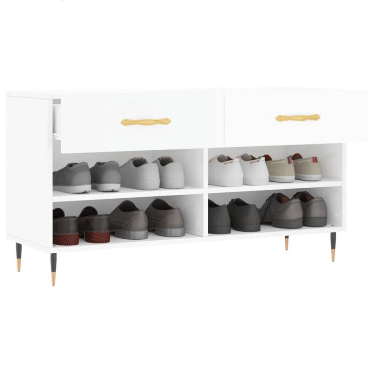 VIDAXL Banc à chaussures blanc brillant 102x35x55 cm bois d ingénierie