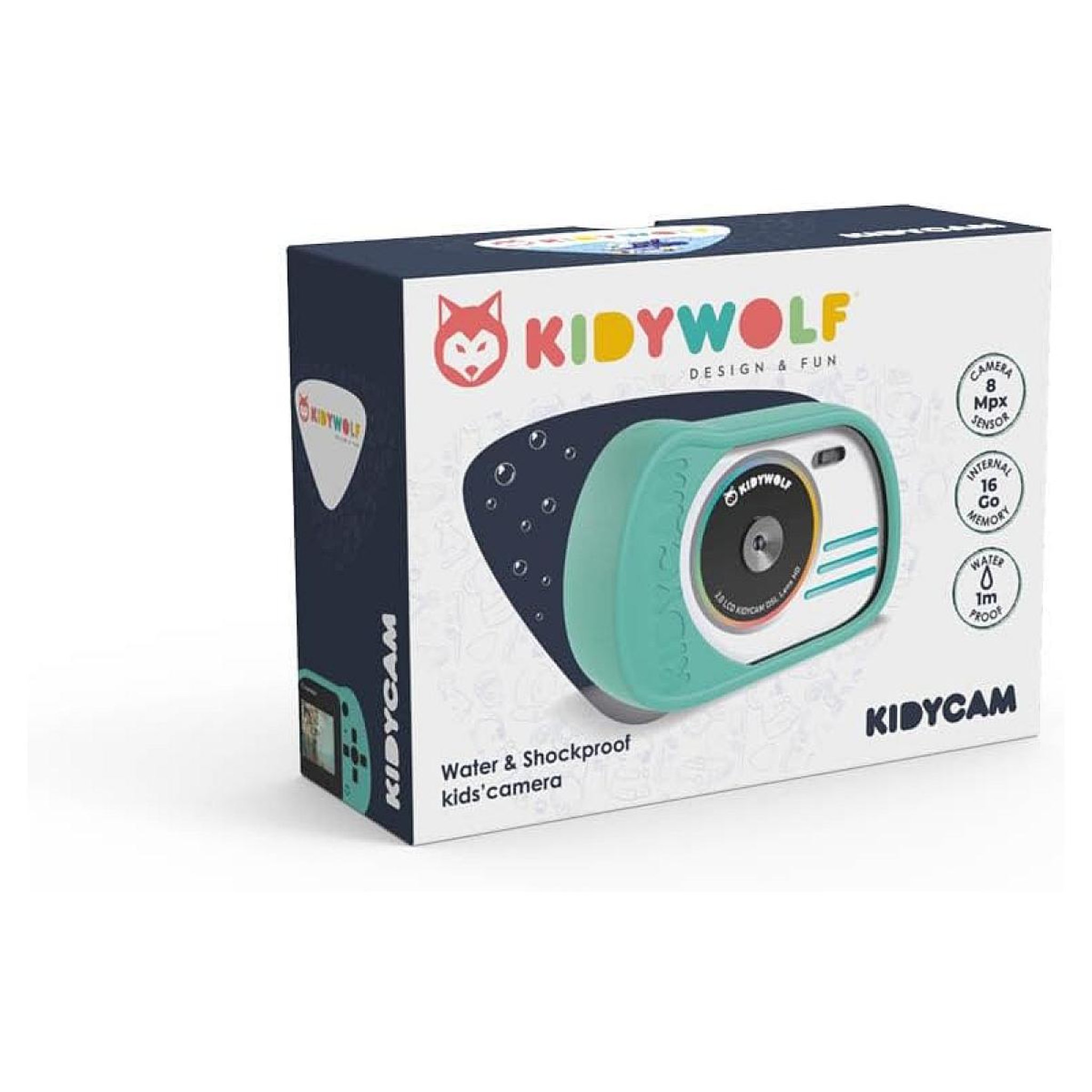 Voir la diapositive 5 : KIDYWOLF Kidycam Appareil photo enfant numerique bleu cyan