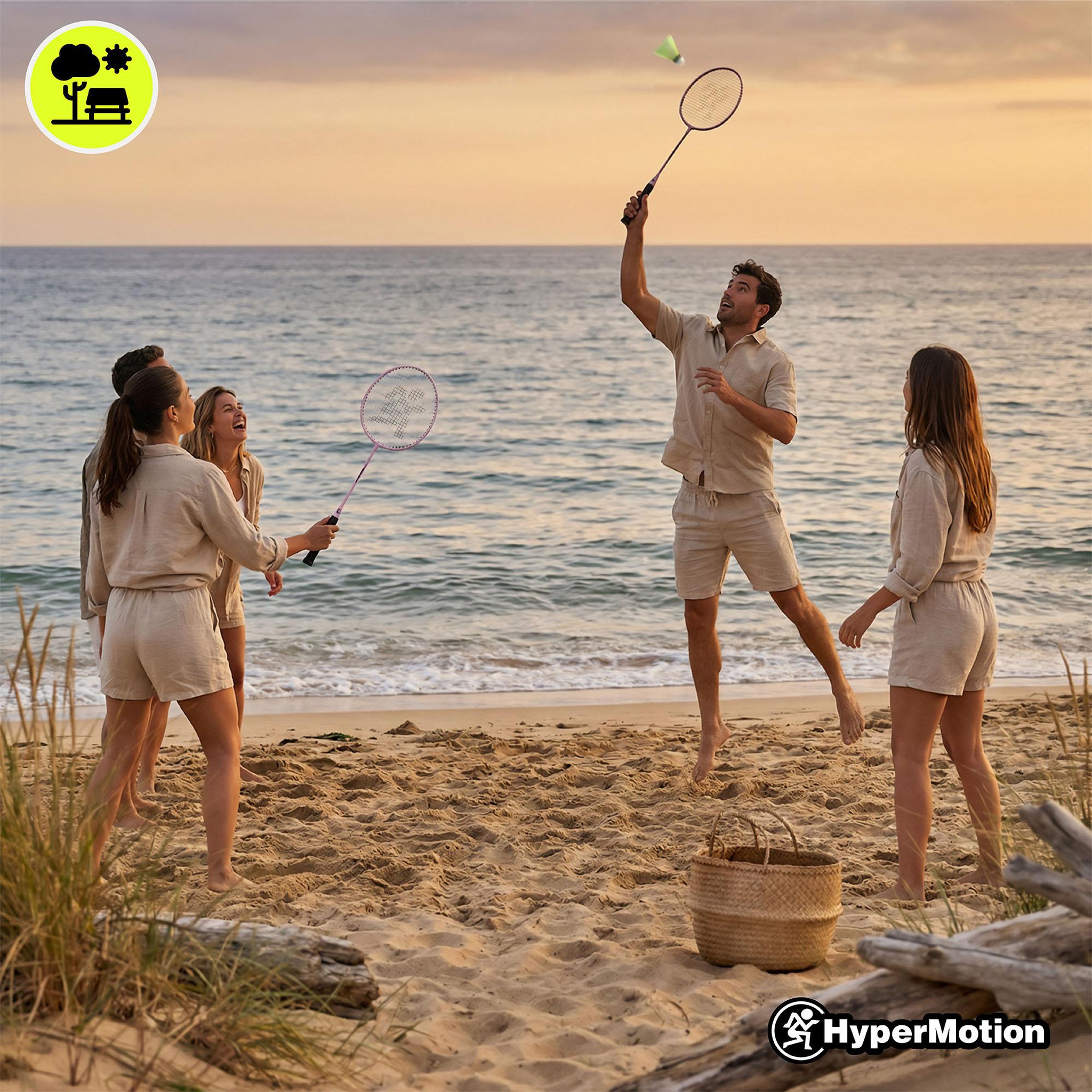 Voir la diapositive 2 : HYPERMOTION Ensemble de Badminton HyperMotion, Set de 2 raquettes en acier et volant