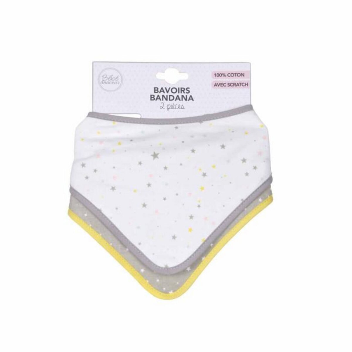 Paris Prix Lot de 2 Bavoirs Bandana  Ciel  41cm Gris