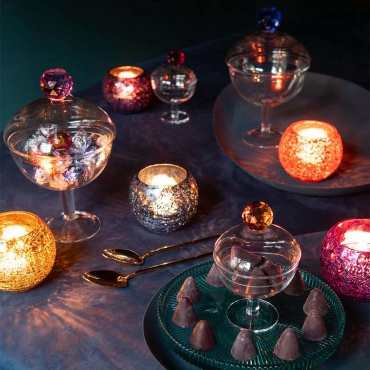 Paris Prix Bonbonnière en Verre  Diamond  25cm Transparent & Rose