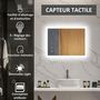 Voir la diapositive 4 : KLEANKIN Miroir mural lumineux LED de salle de bain - 80 x 60 cm - avec 3 couleurs, luminosité réglable interrupteur tactile système antibuée transparent
