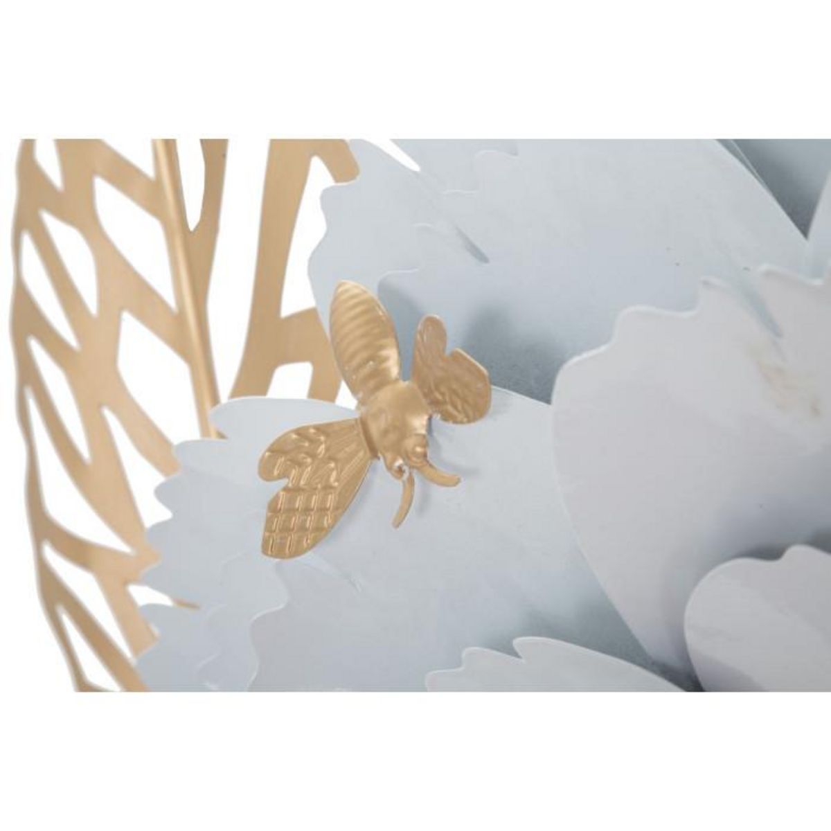 Paris Prix Décoration Murale en Métal  Foral  158cm Blanc & Or