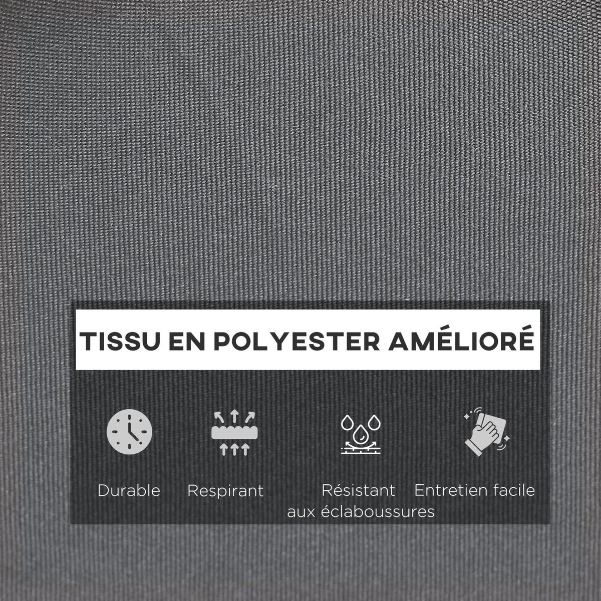 OUTSUNNY Matelas bain de soleil - matelas de transat - coussin de chaise longue - tissu gris foncé