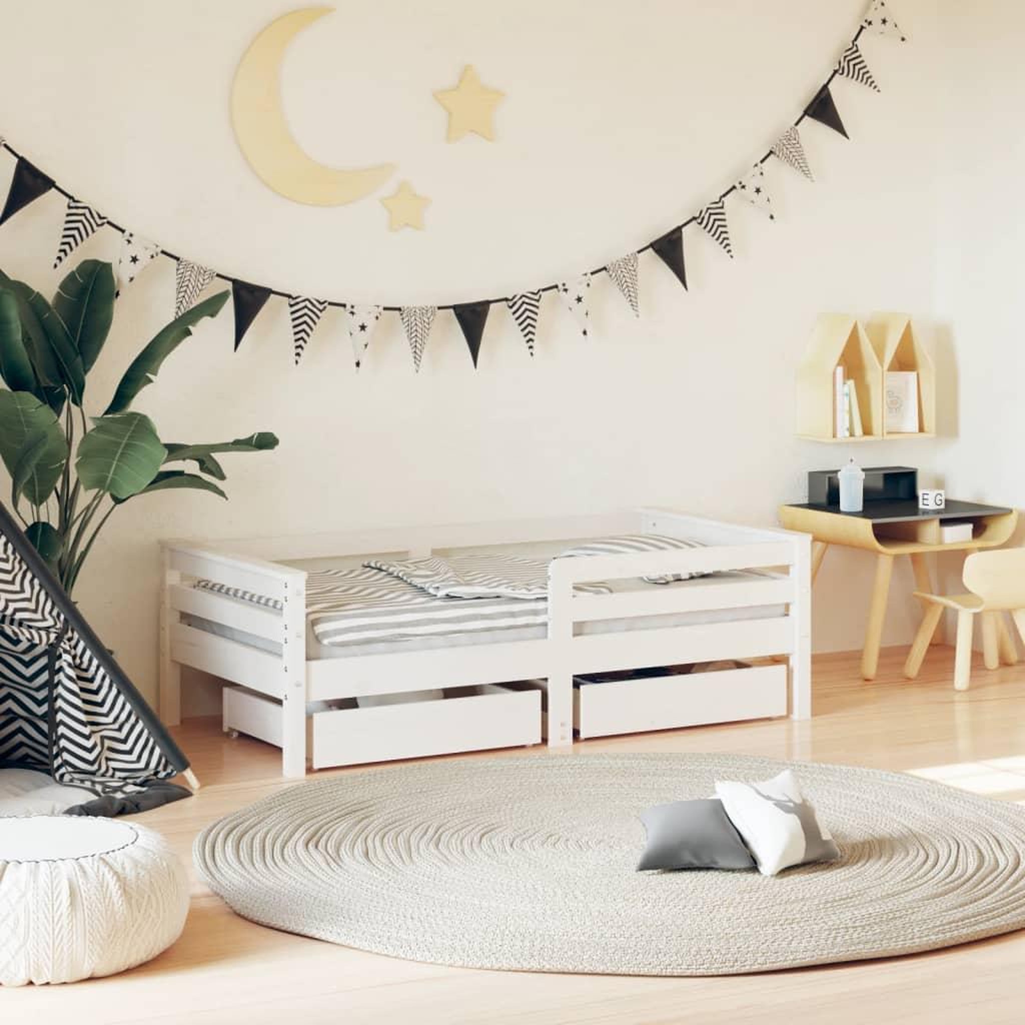 VIDAXL Cadre de lit enfant tiroirs blanc 70x140 cm bois de pin massif