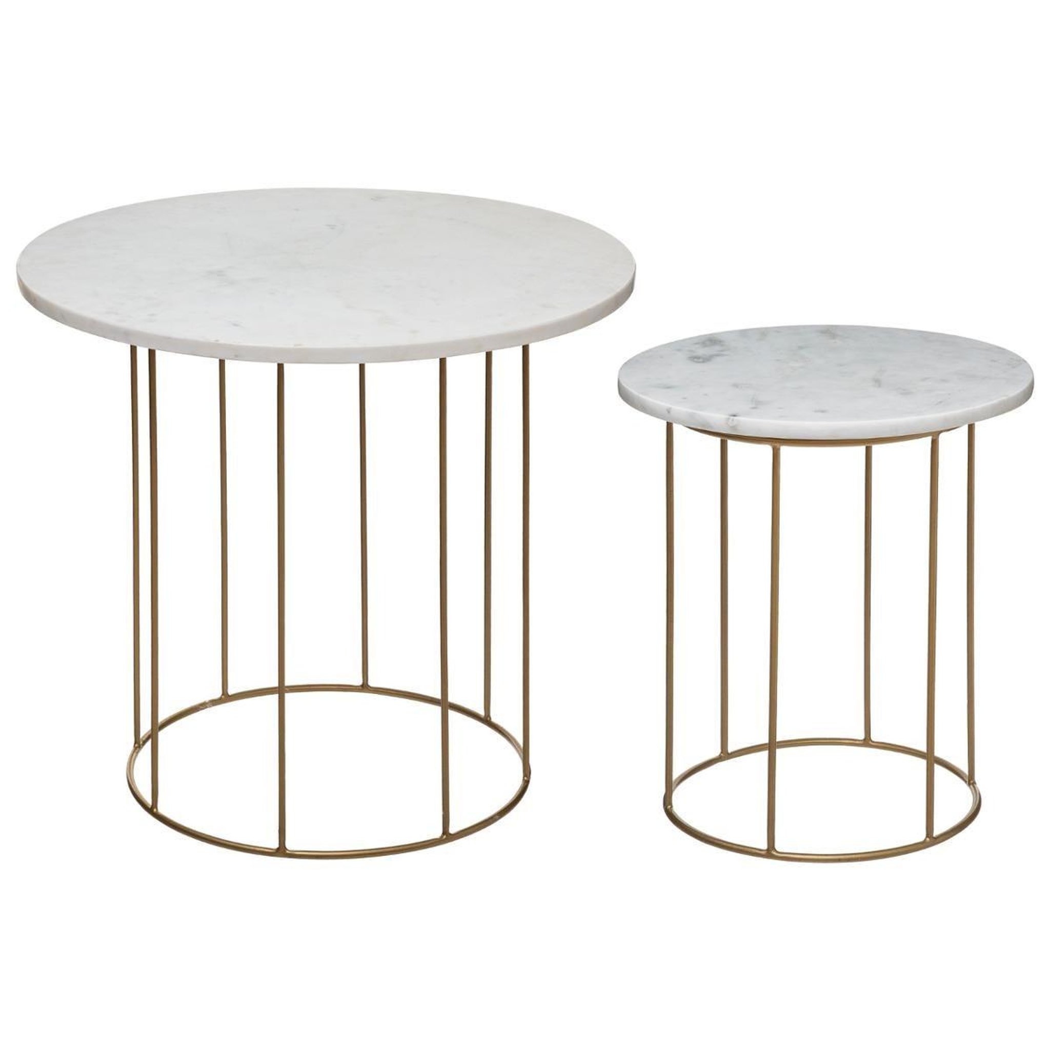 ATMOSPHERA Lot de 2 tables d'appoint  good  60cm blanc & or