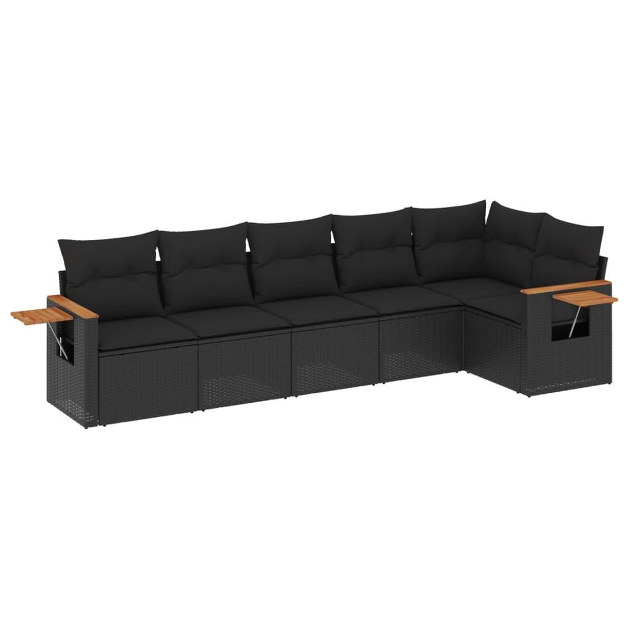 Voir la diapositive 2 : VIDAXL Salon de jardin 6 pcs avec coussins noir resine tressee