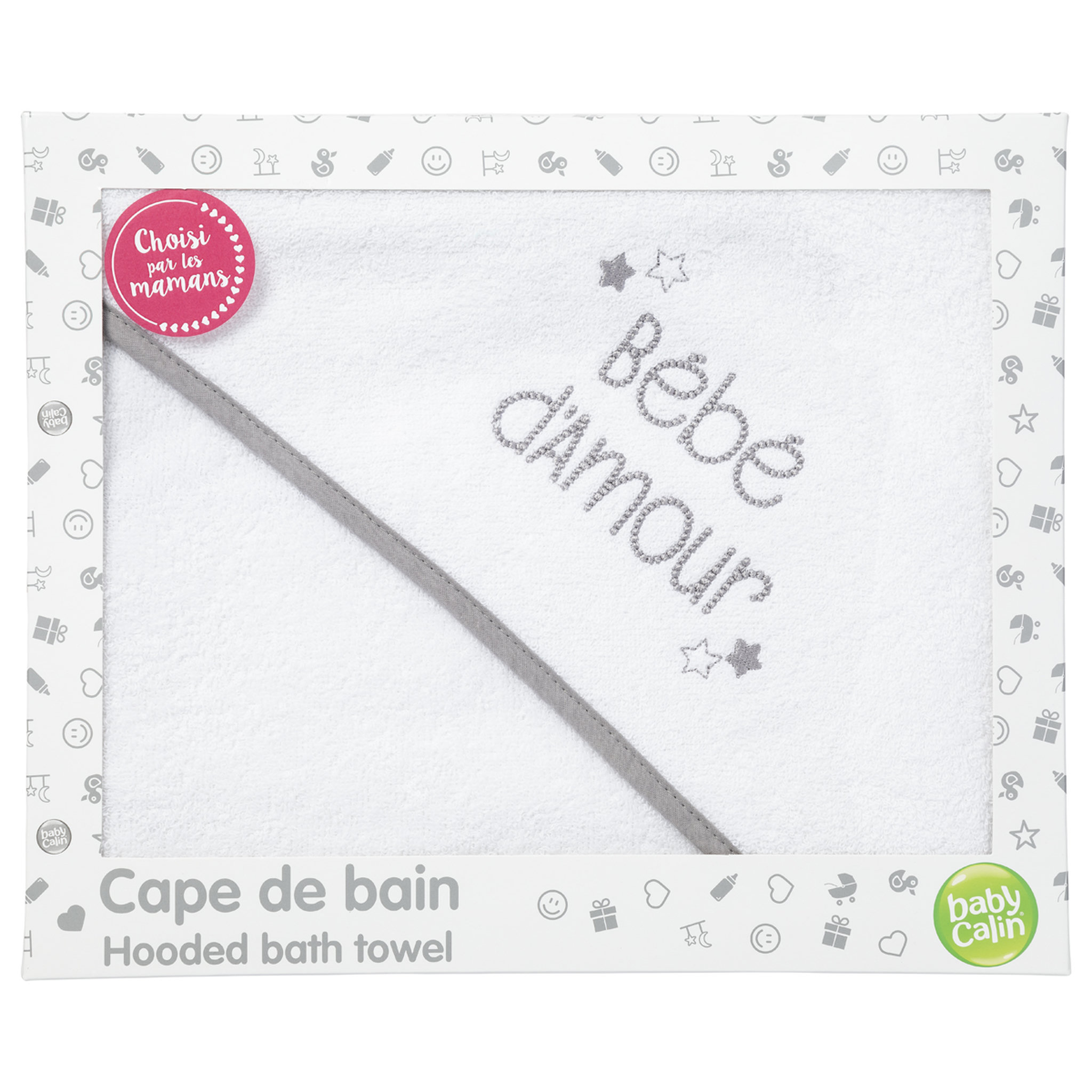 Voir la diapositive 3 : Babycalin Cape de bain éponge brodée "Bébé d'amour"