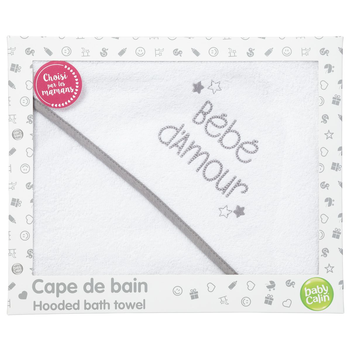 Babycalin Cape de bain éponge brodée "Bébé d'amour"