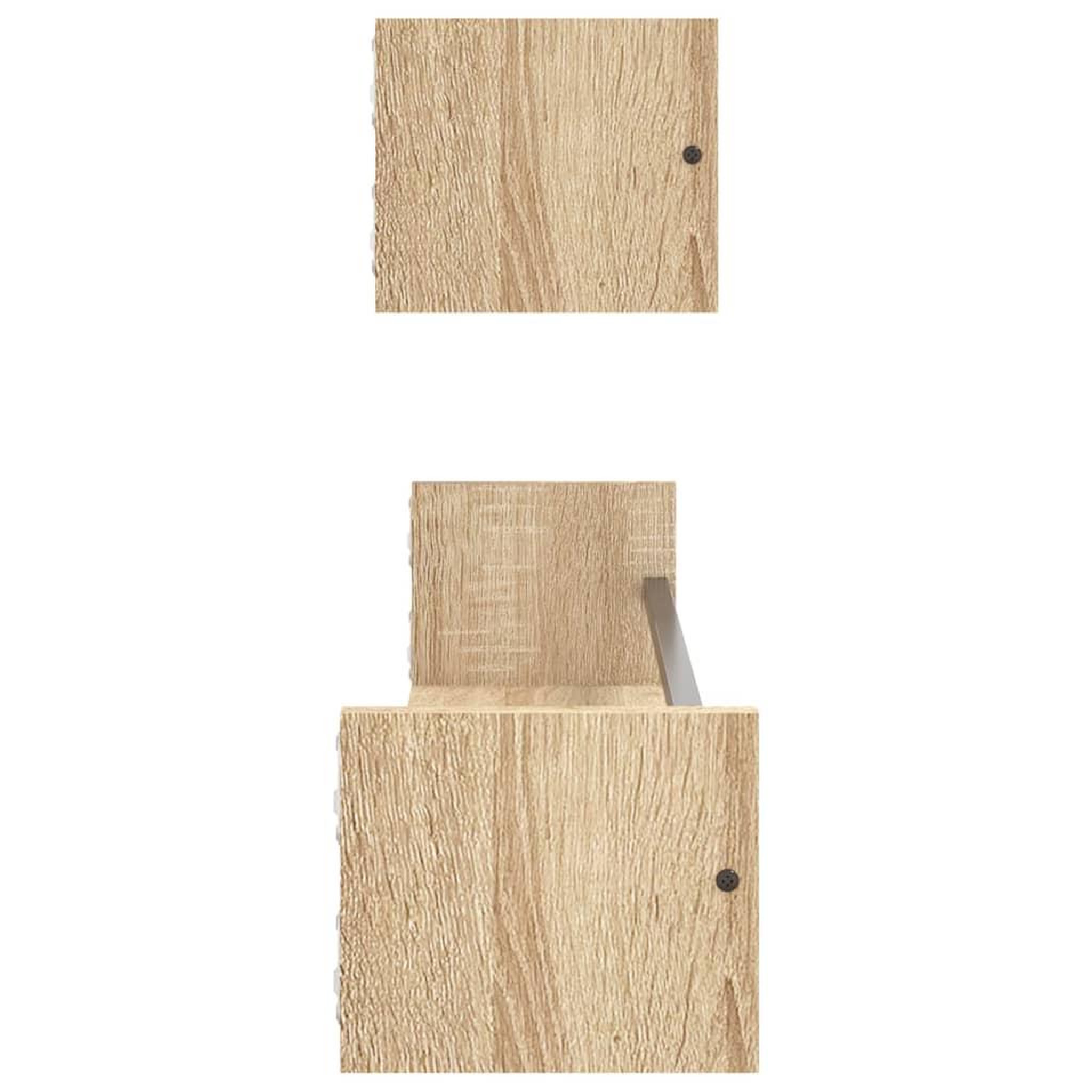 Voir la diapositive 5 : VIDAXL Etageres murales avec barres 2 pcs chene sonoma 80x16x14 cm