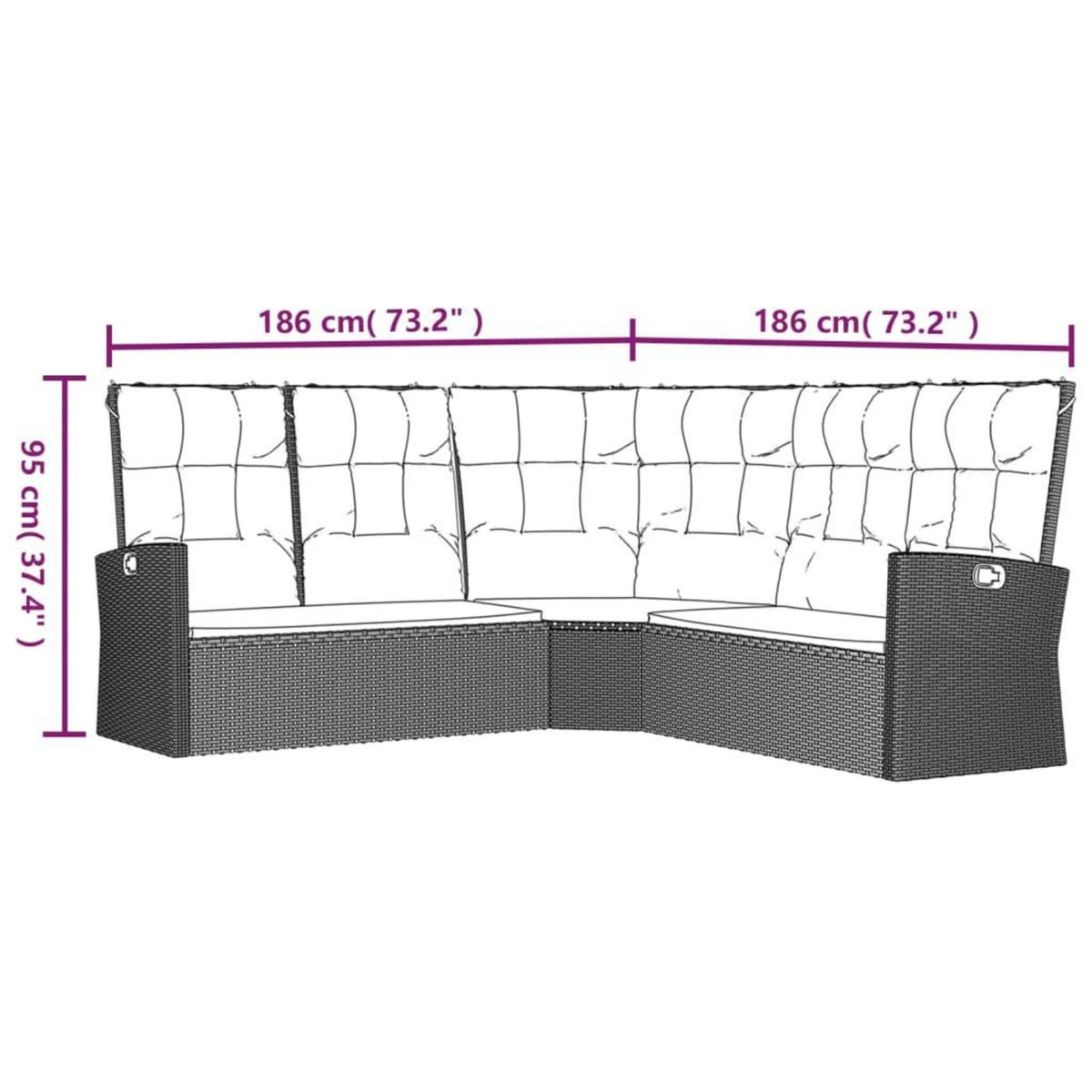 VIDAXL Salon de jardin 2 pcs avec coussins Gris Resine tressee