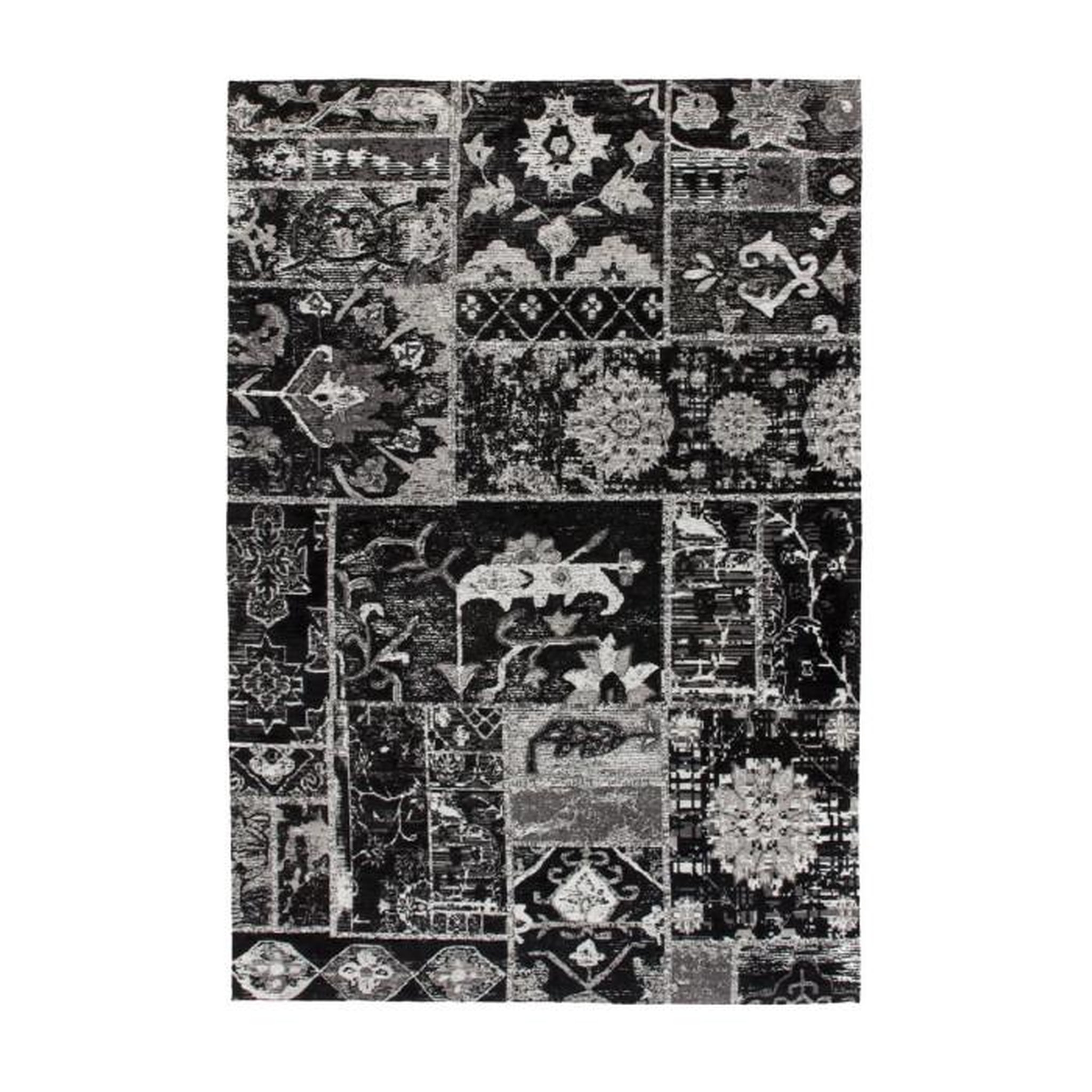 Paris Prix Tapis Imprimé Vintage  River  Gris & Noir. Coloris disponibles : Gris