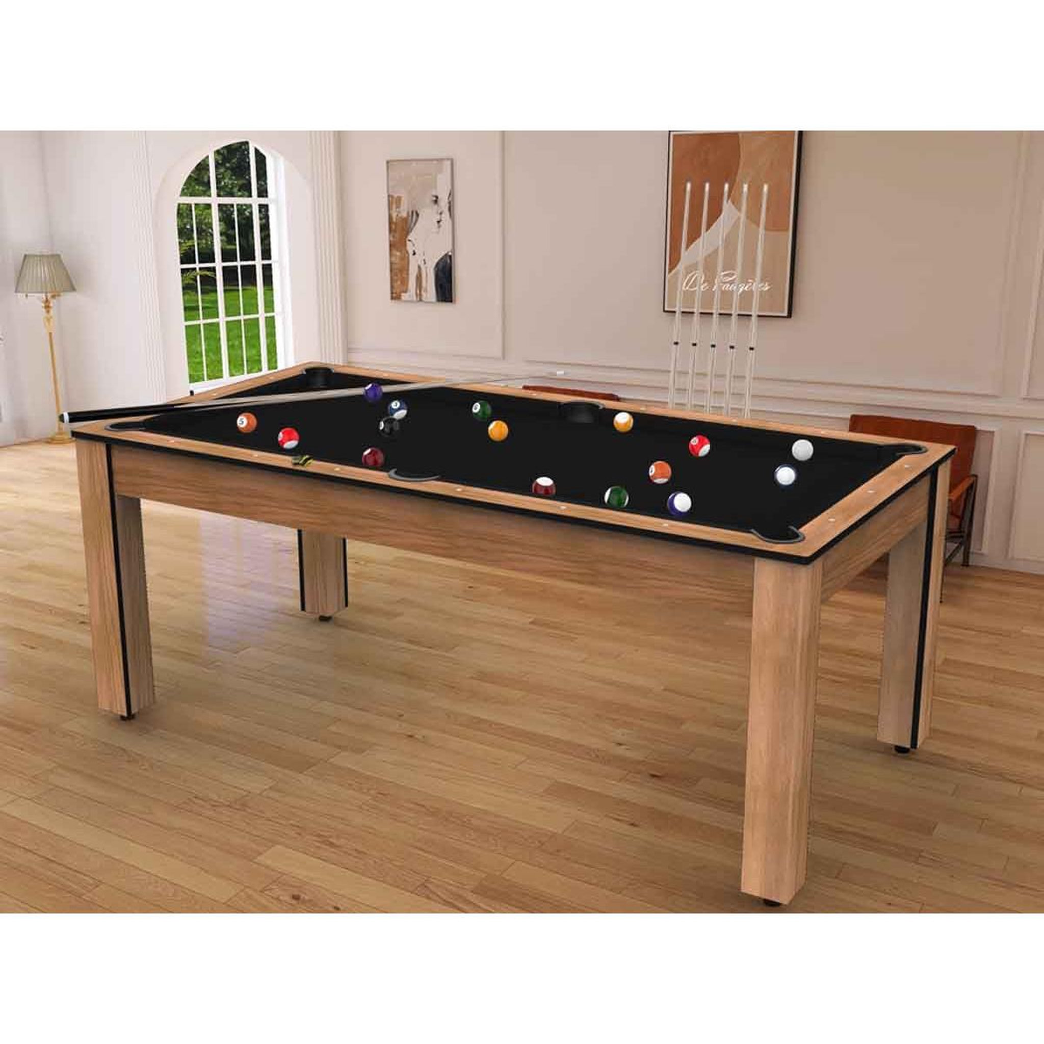 Voir la diapositive 4 : DE FAUGERES Table de Billard Convertible  Oregon  213cm Hêtre & Noir