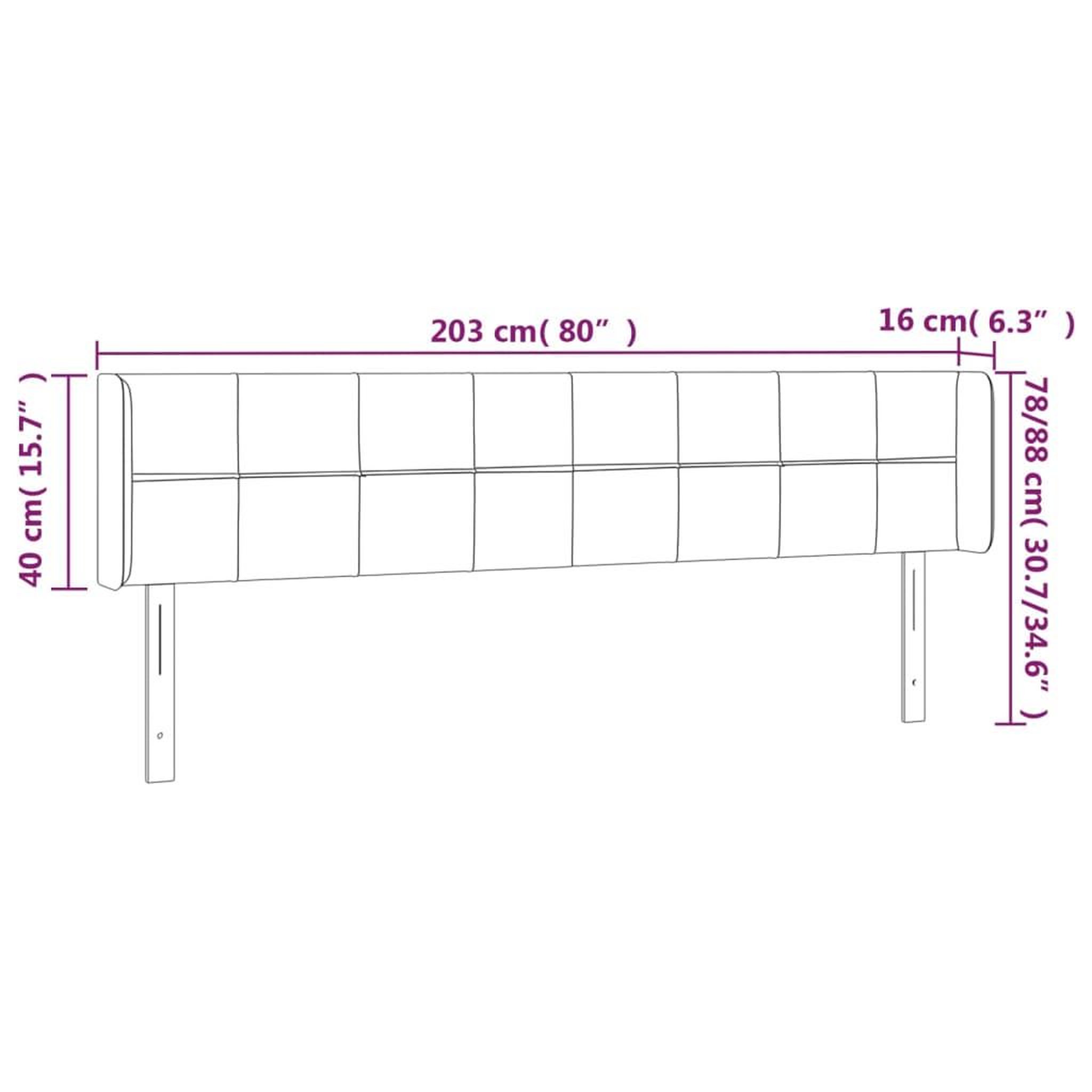 Voir la diapositive 6 : VIDAXL Tete de lit a LED Rose 203x16x78/88 cm Velours