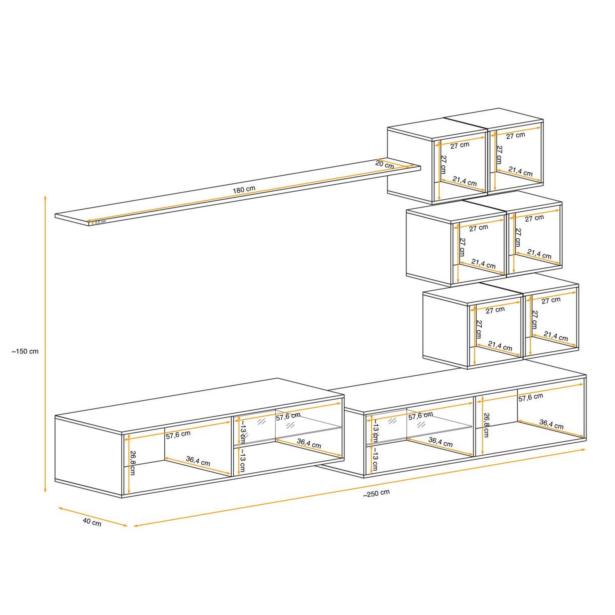 Voir la diapositive 4 : Paris Prix Ensemble meuble tv design  switch xxiv  250cm noir & blanc