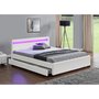 CONCEPT USINE Cadre de lit en PU blanc avec rangements et LED intégrées 160x200 cm ENFIELD