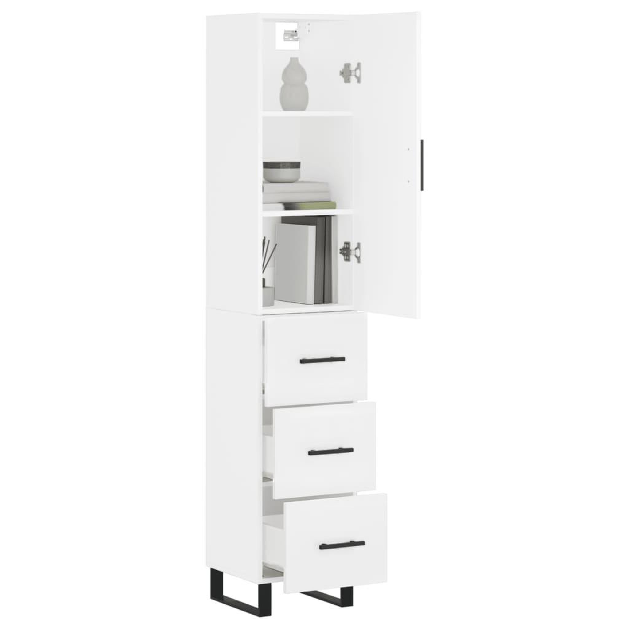 Voir la diapositive 3 : VIDAXL Buffet haut Blanc 34,5x34x180 cm Bois d'ingenierie