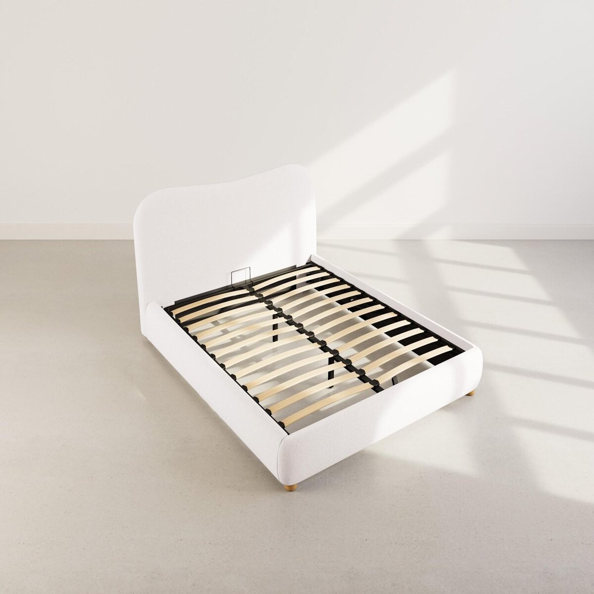 BEST MOBILIER Hugo - lit coffre - 160x200 cm - en tissu bouclette