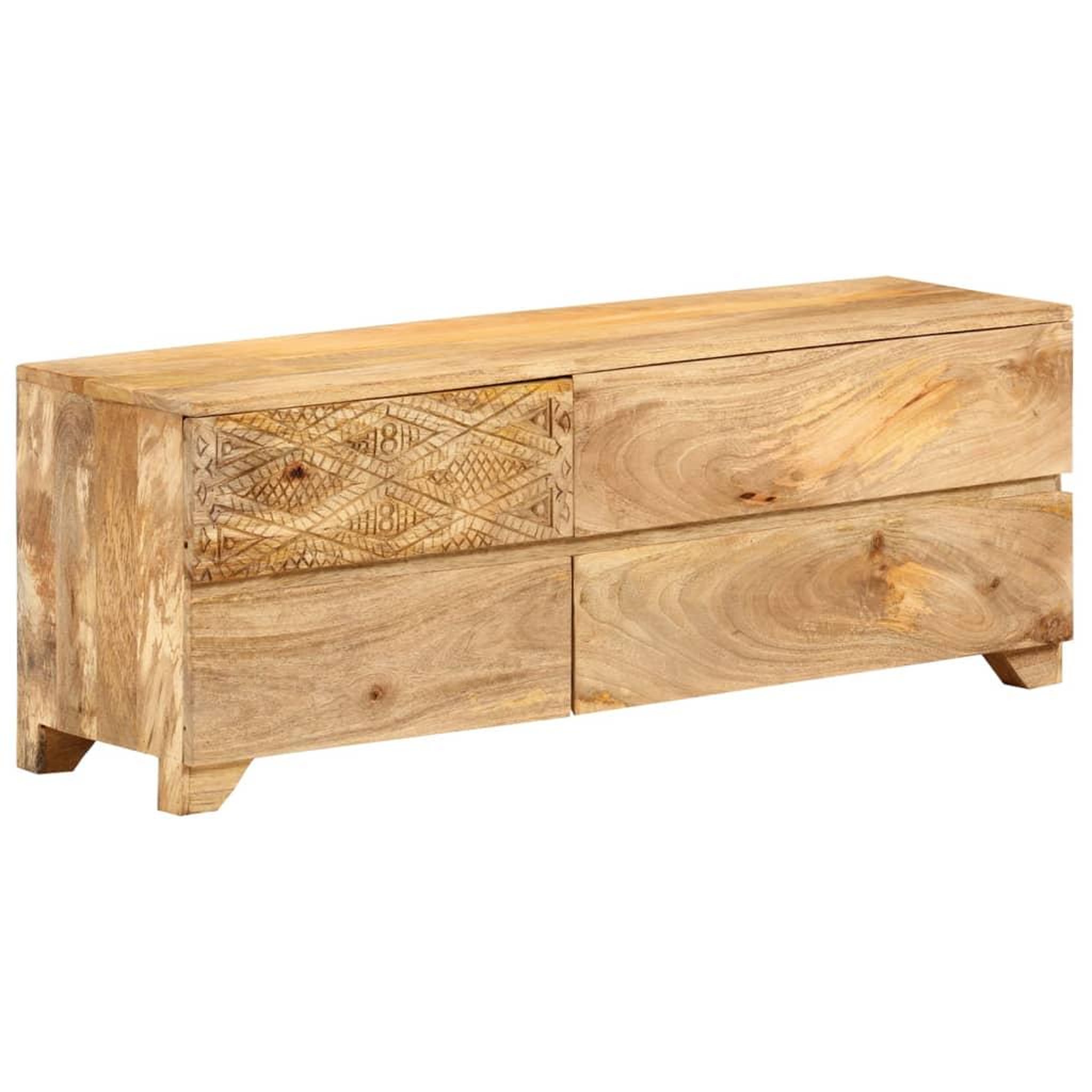 Voir la diapositive 2 : VIDAXL Meuble tv bois de manguier solide 110x30x40 cm