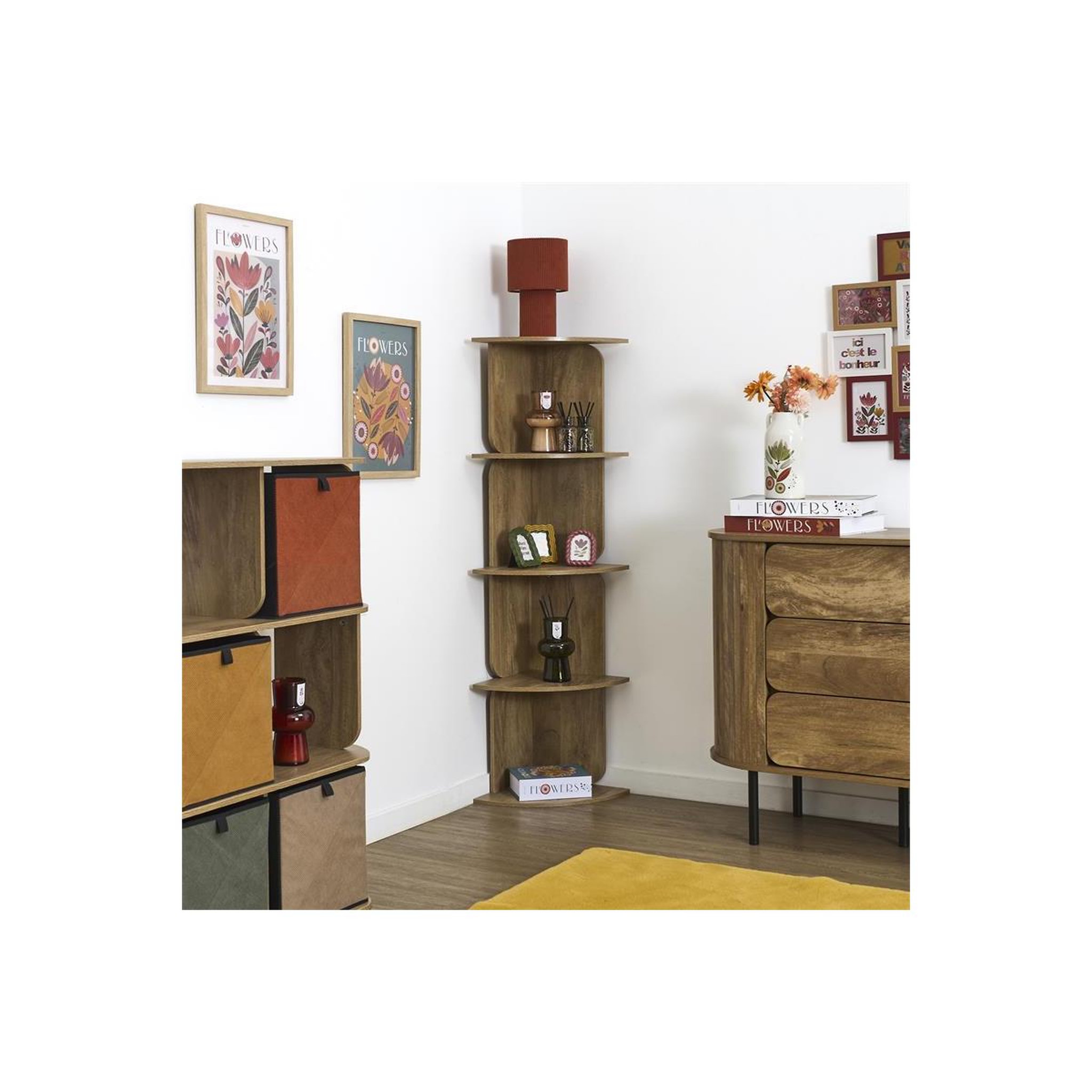 Voir la diapositive 4 : Paris Prix Étagère d'angle 4 niveaux  heritage  132cm marron