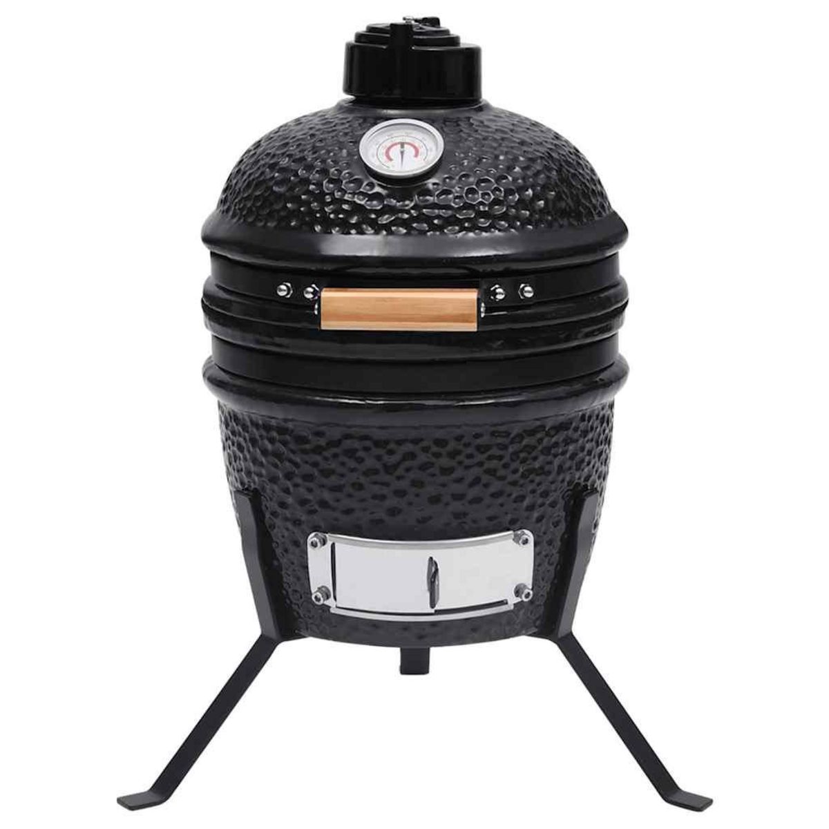 VIDAXL Barbecue a fumoir Kamado 2-en-1 Ceramique 56 cm Noir