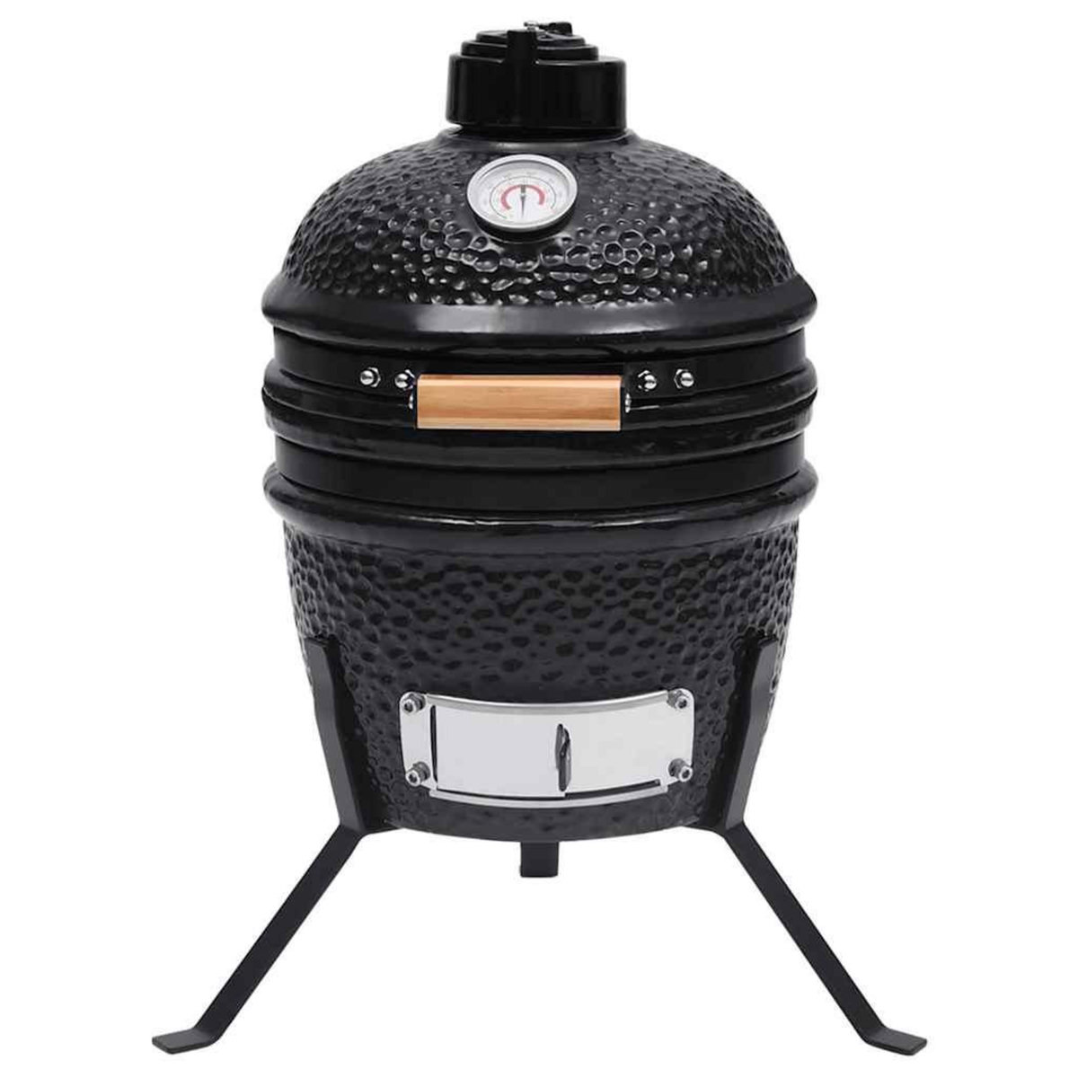 VIDAXL Barbecue a fumoir Kamado 2-en-1 Ceramique 56 cm Noir