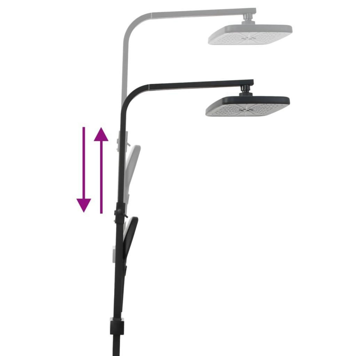 VIDAXL Ensemble de douche a deux tete et mitigeur et tuyau laiton noir