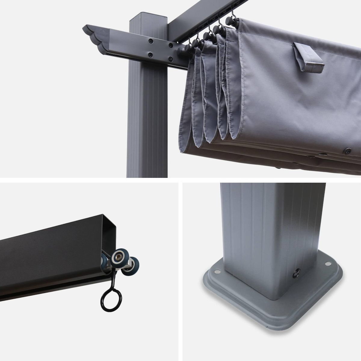 SWEEEK Pergola, aluminium, 3x3m, toile coulissante