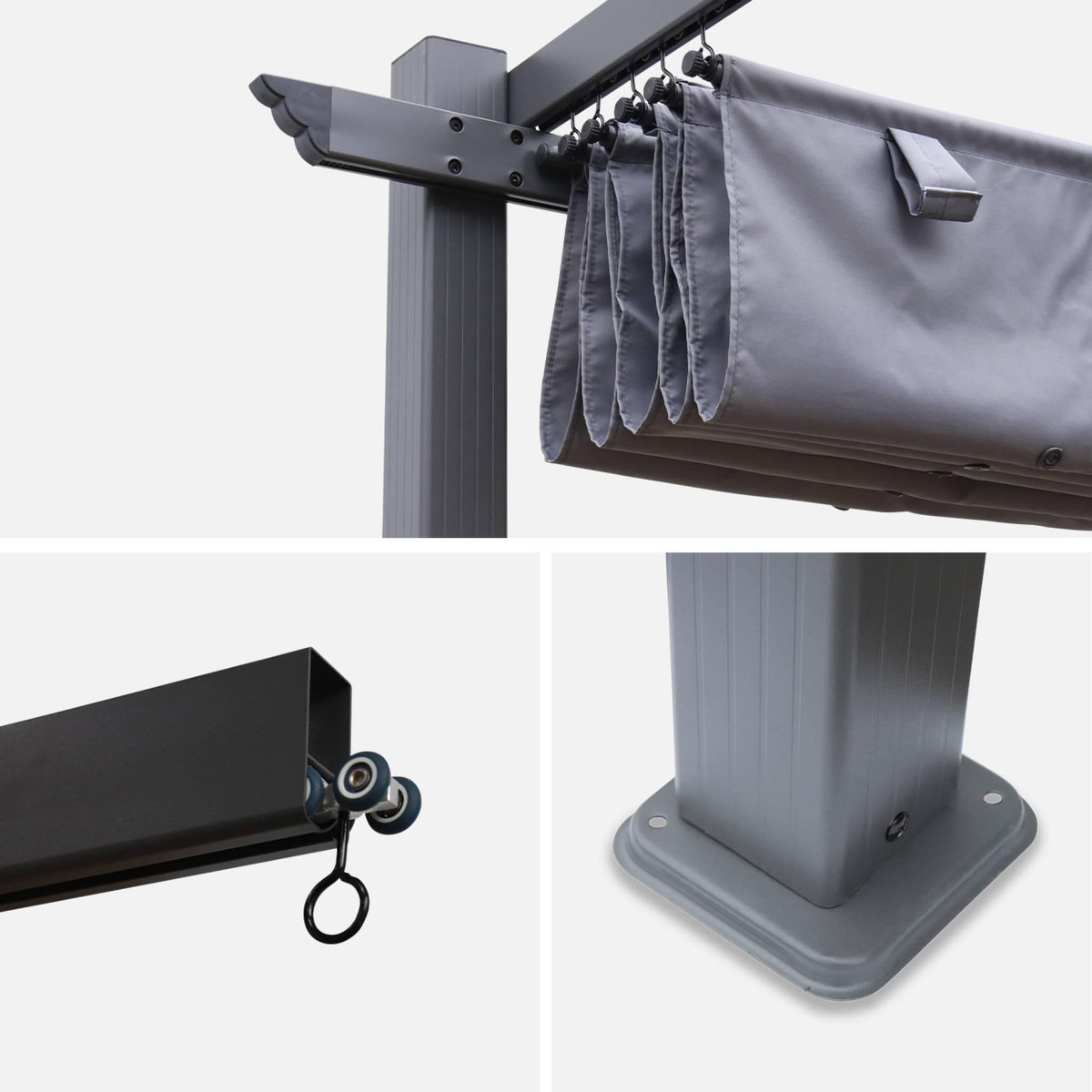 SWEEEK Pergola, aluminium, 3x3m, toile coulissante