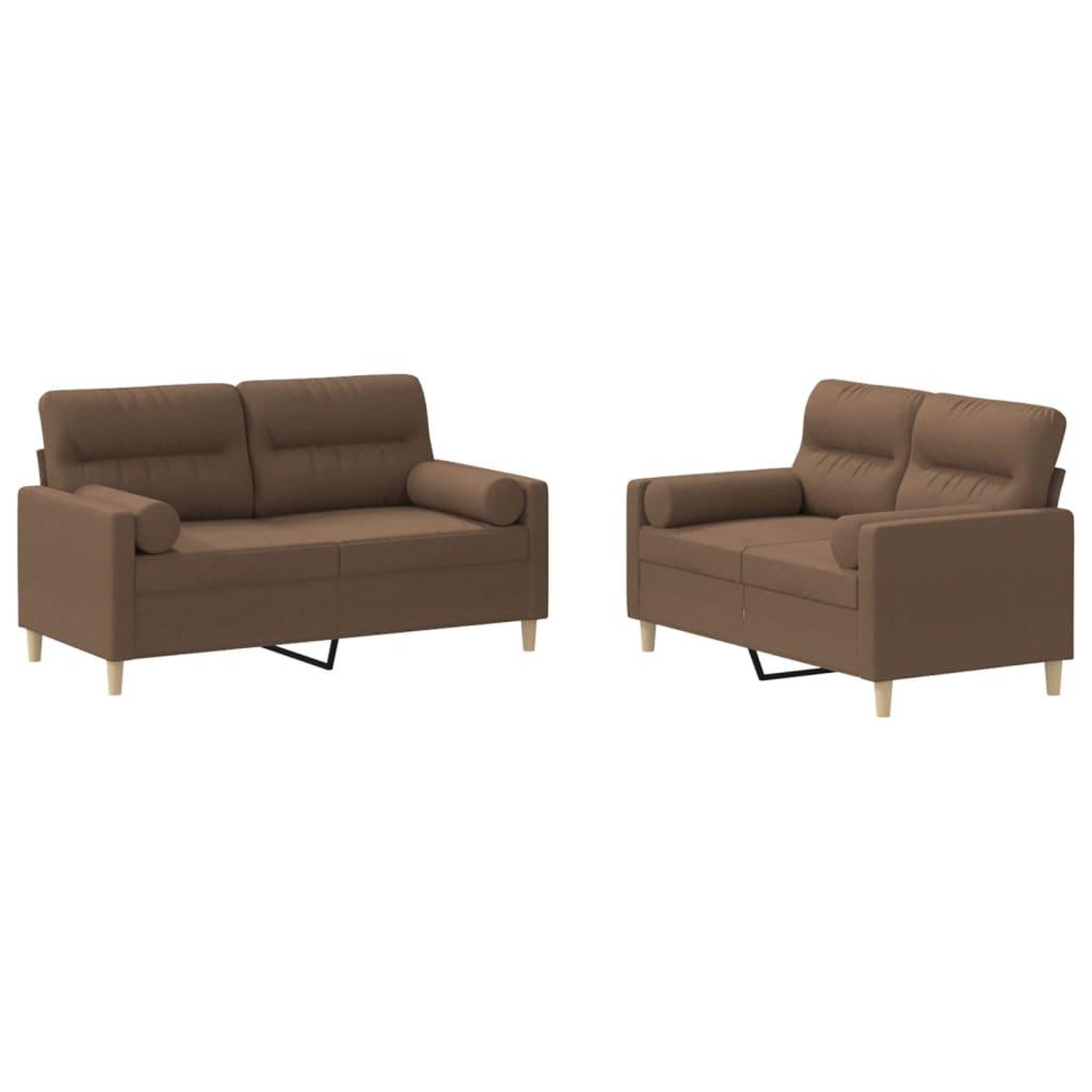 Voir la diapositive 2 : VIDAXL Ensemble de canapes 2 pcs avec coussins marron tissu