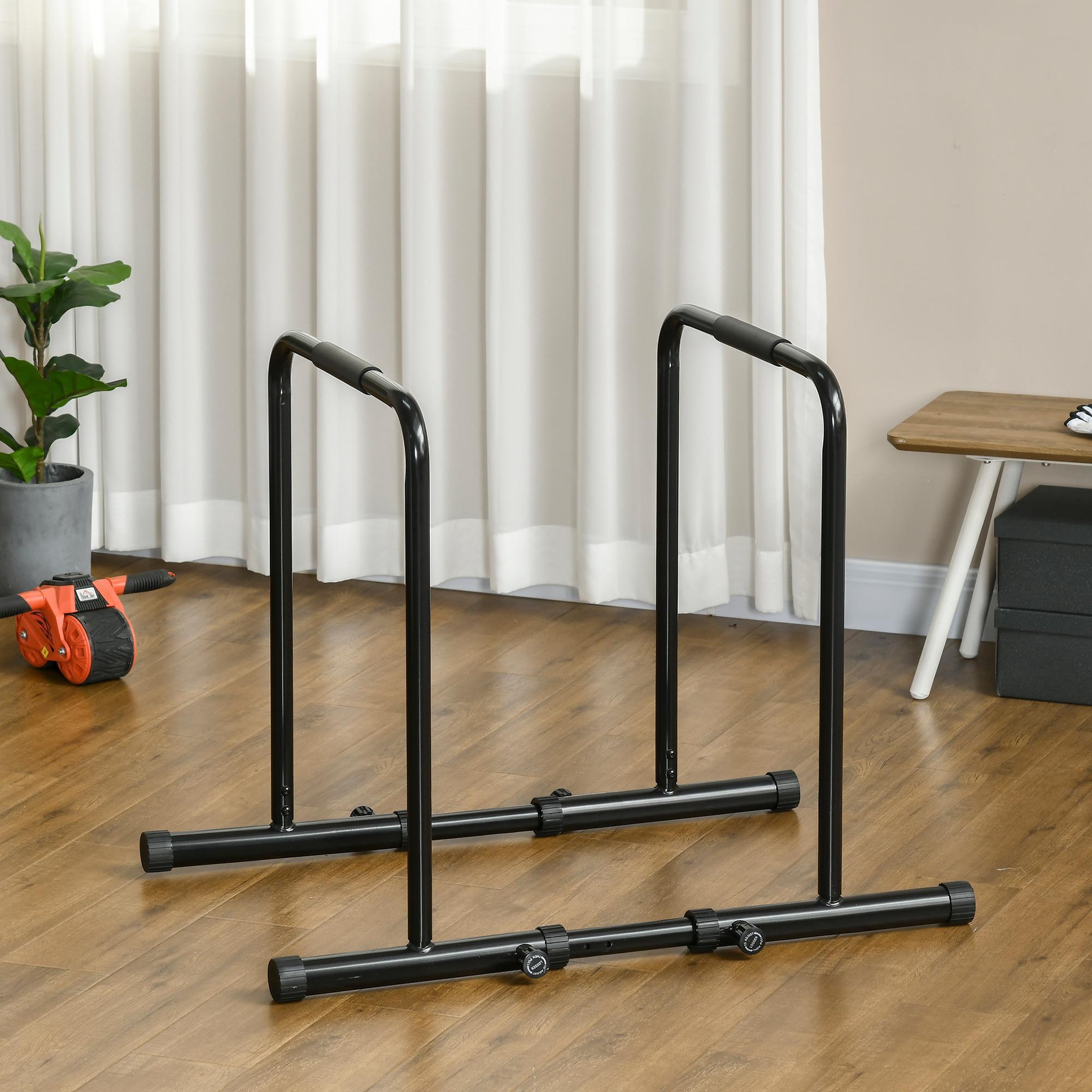 Voir la diapositive 2 : HOMCOM Barres à dips réglables - acier - 102x65x90cm - noir