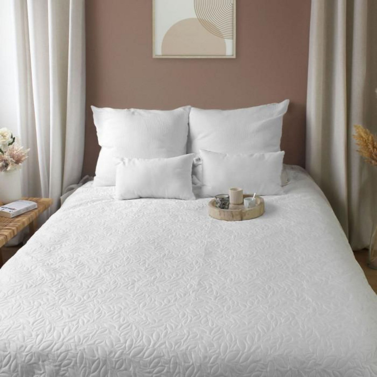 Paris Prix Couvre-lit en Microfibre  Rosa  220x240cm Blanc