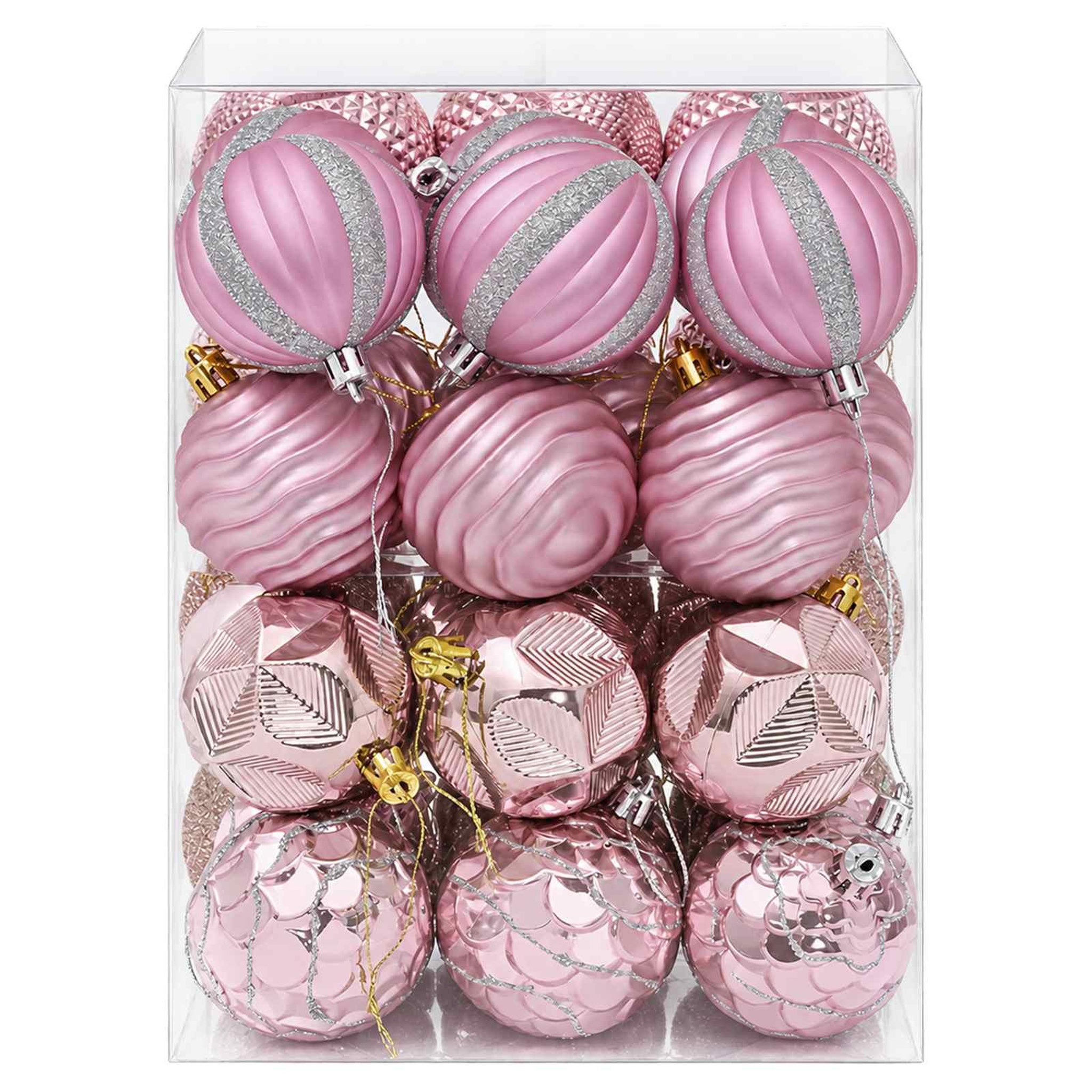 Voir la diapositive 4 : VIDAXL Ensemble de boules de Noël 36 pc Rose Diam. 6 cm Polystyrene