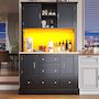 Voir la diapositive 2 : MERAX Buffet de cuisine 4 portes 3 tiroirs - 115 cm noir led mdf