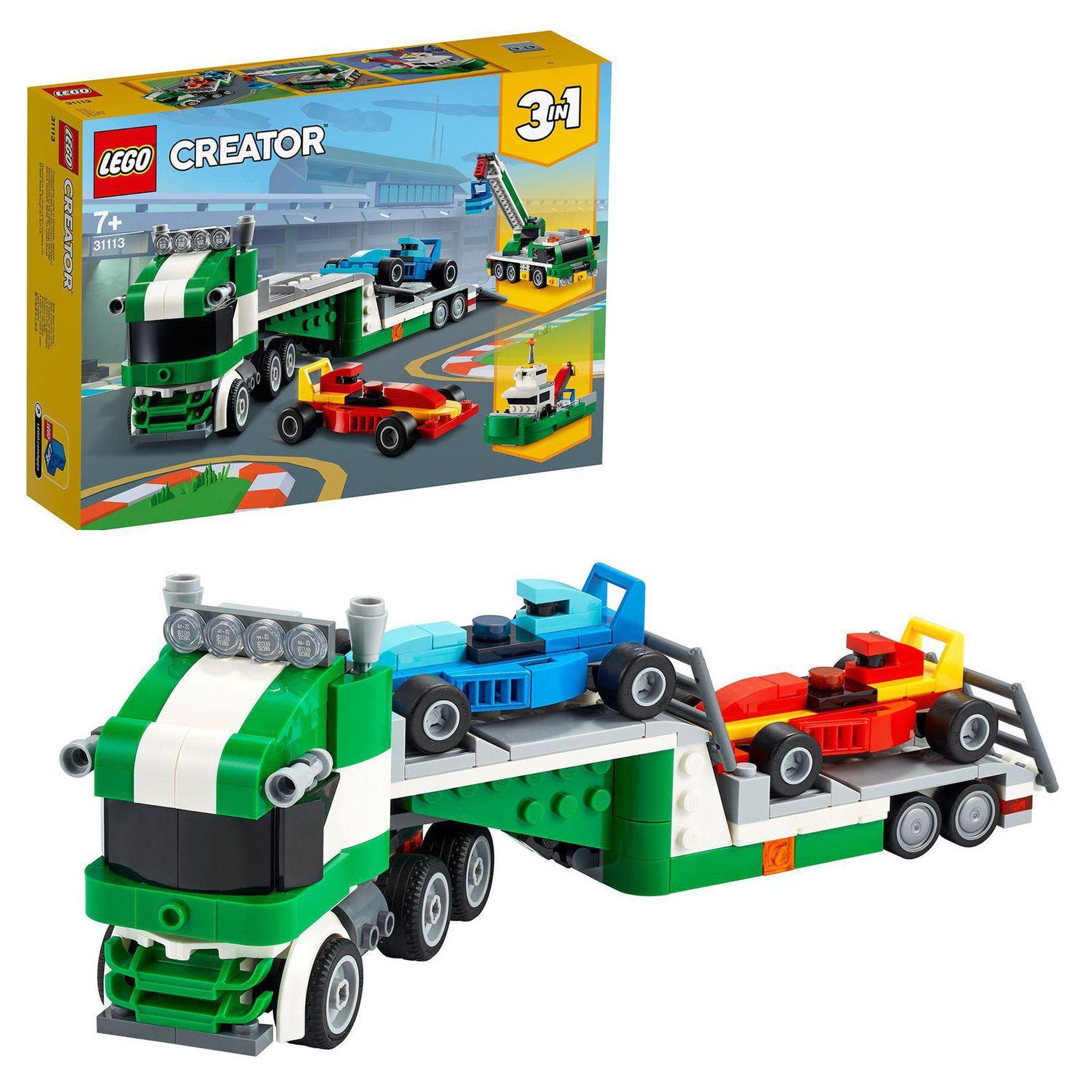 Voir la diapositive 2 : LEGO Creator 31113 - Le transporteur de voitures de course