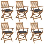 VIDAXL Chaises pliables de jardin lot de 6 avec coussins Bois d'acacia