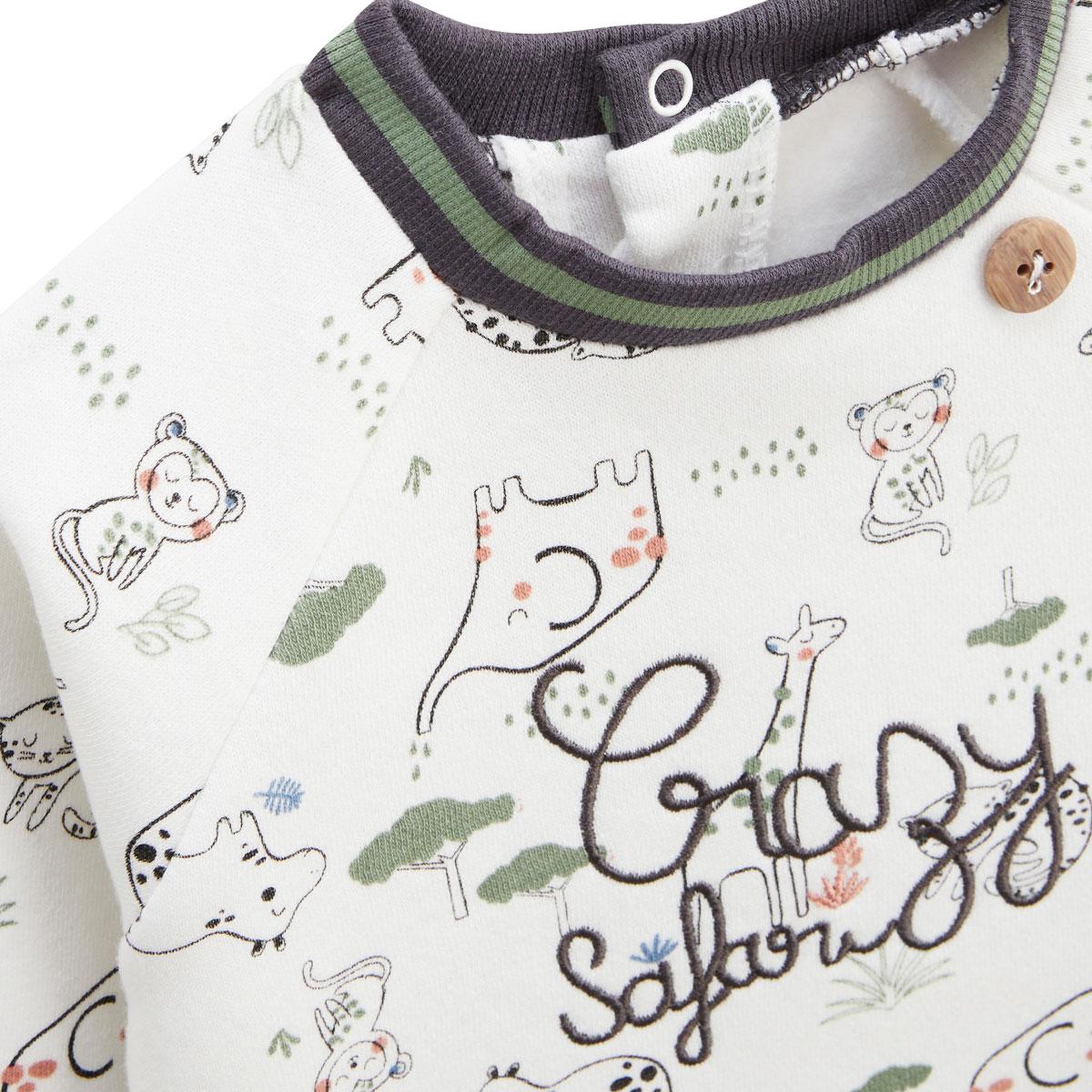 Voir la diapositive 3 : Petit Béguin Ensemble bébé sweat-shirt en molleton et pantalon en velours Crazy Safari