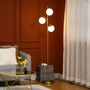 Voir la diapositive 2 : HOMCOM Lampadaire globe design néo-rétro 3 ampoules max. 40 W 169H cm métal doré