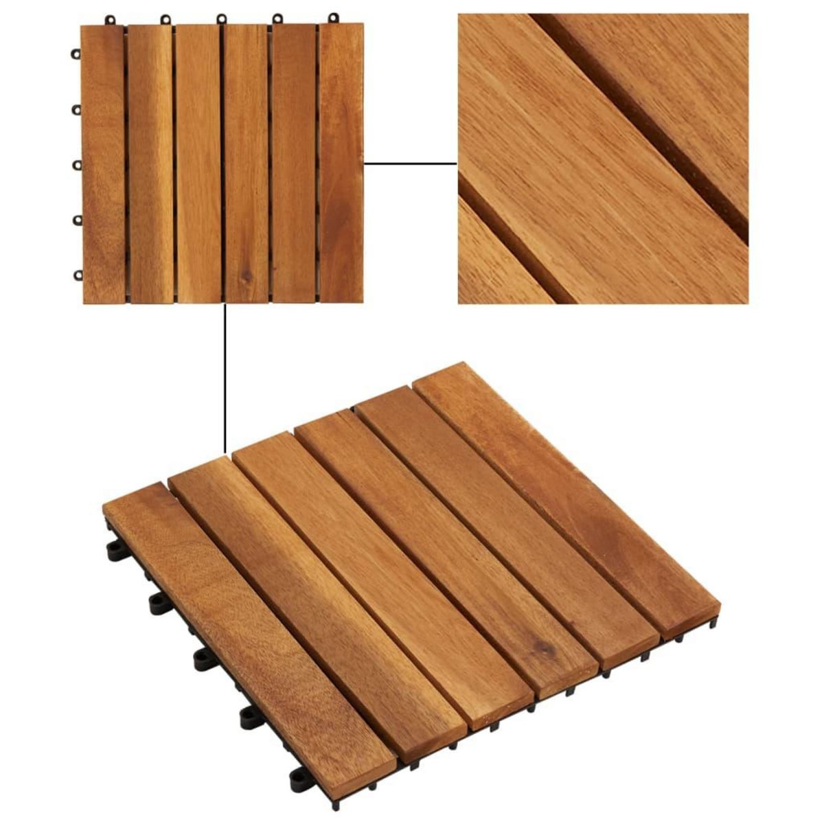 VIDAXL Tuiles de terrasse modele vertical 30 x 30 cm acacia 20 pcs