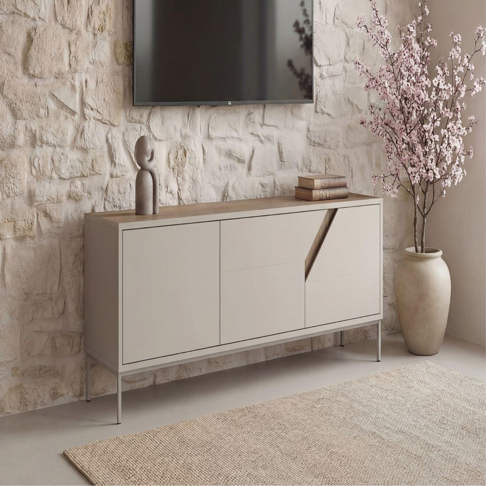 Voir la diapositive 3 : CASANOVA PARIS Dalia - meuble tv 150cm en mélamine - beige