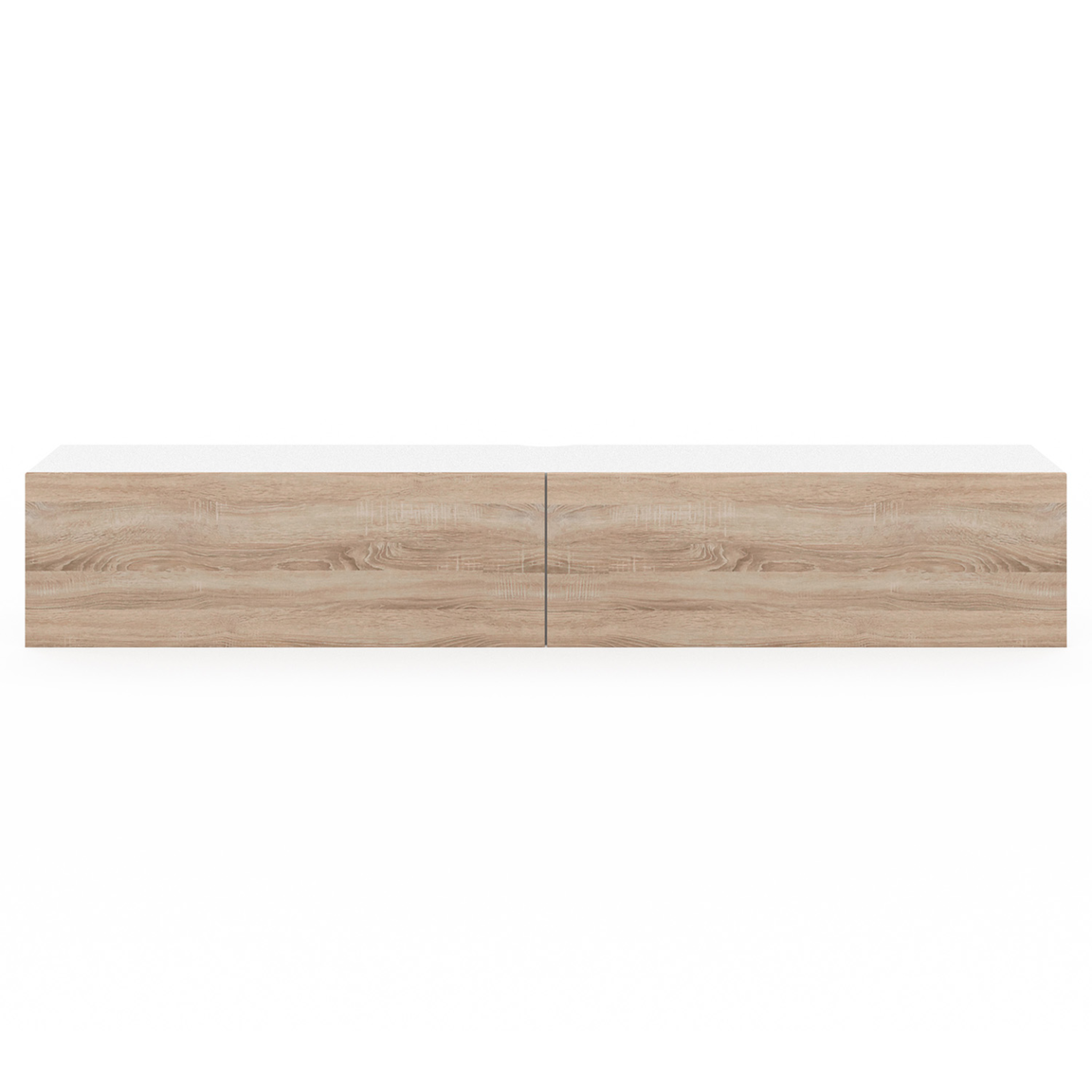 Voir la diapositive 3 : ID MARKET Meuble tv 180 cm suspendu elio 2 portes blanc et bois