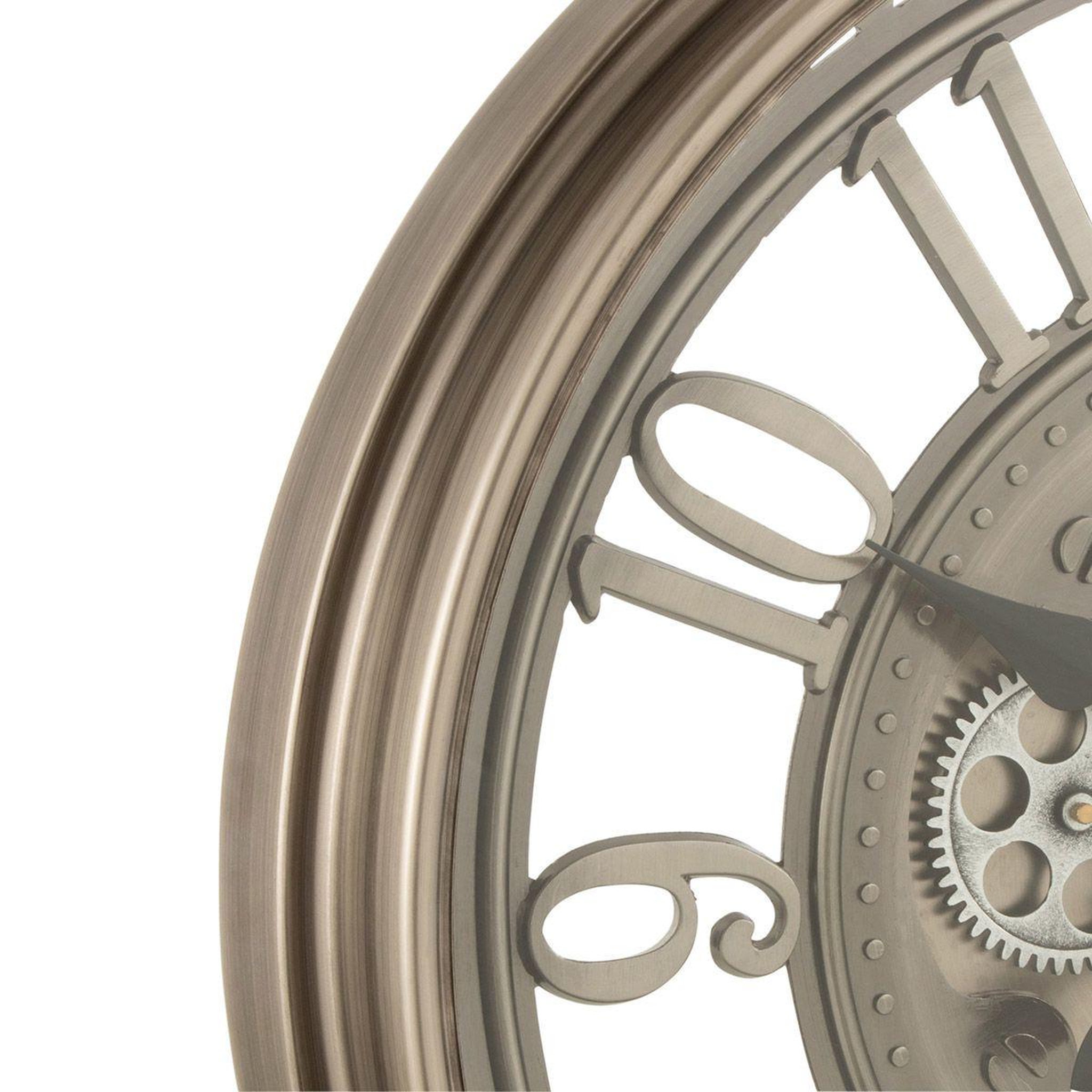Voir la diapositive 2 : J-LINE Horloge murale vintage  mécanisme  53cm argent