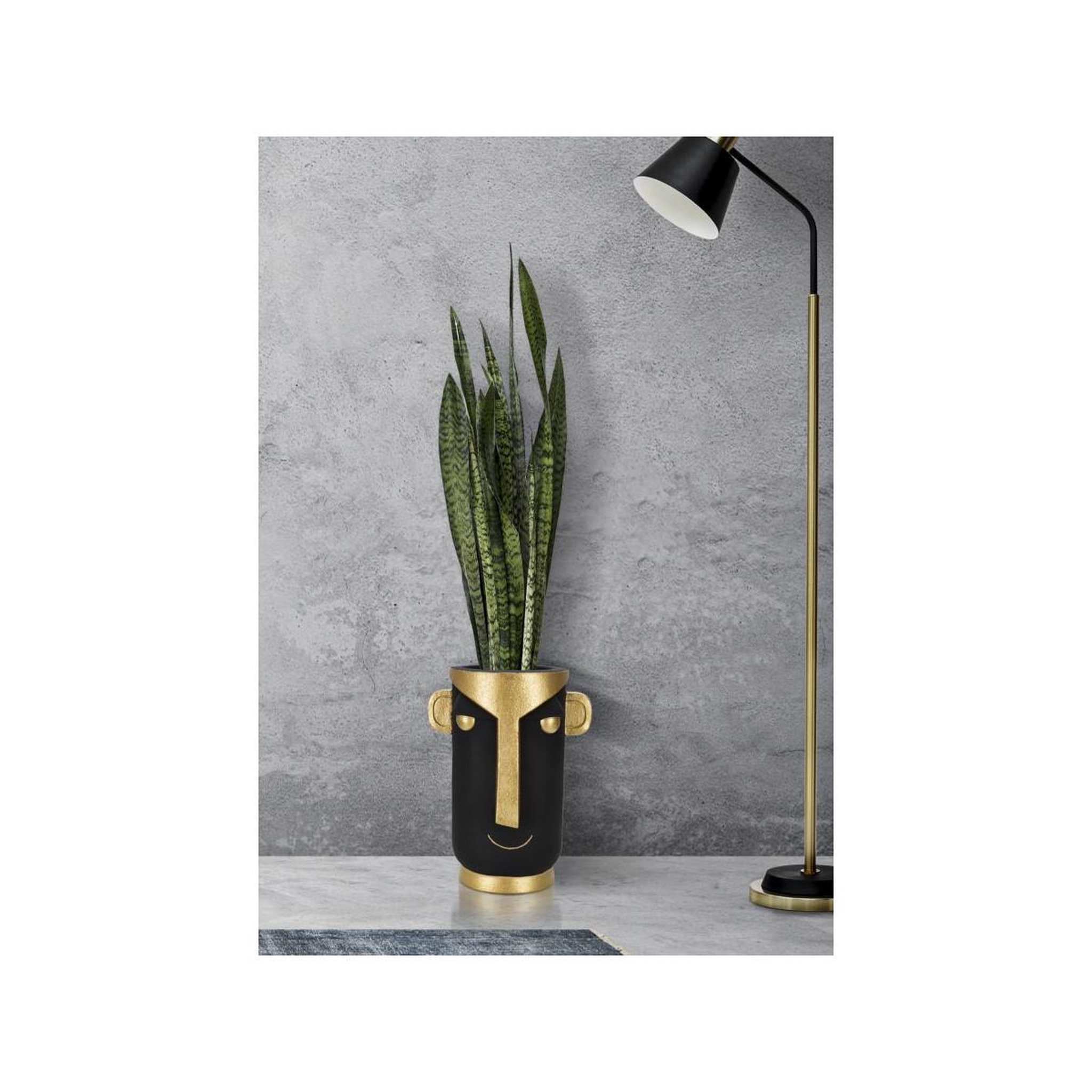 Voir la diapositive 5 : Paris Prix Vase design visage  tribal  40cm noir & or