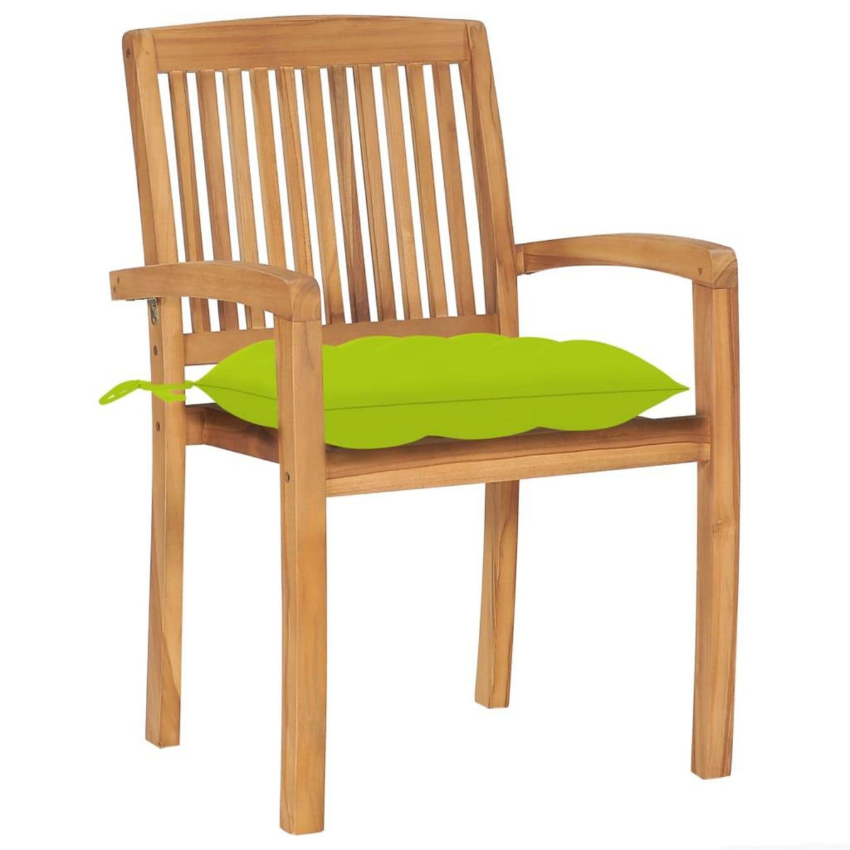 VIDAXL Chaises de jardin lot de 2 avec coussins vert vif Teck massif