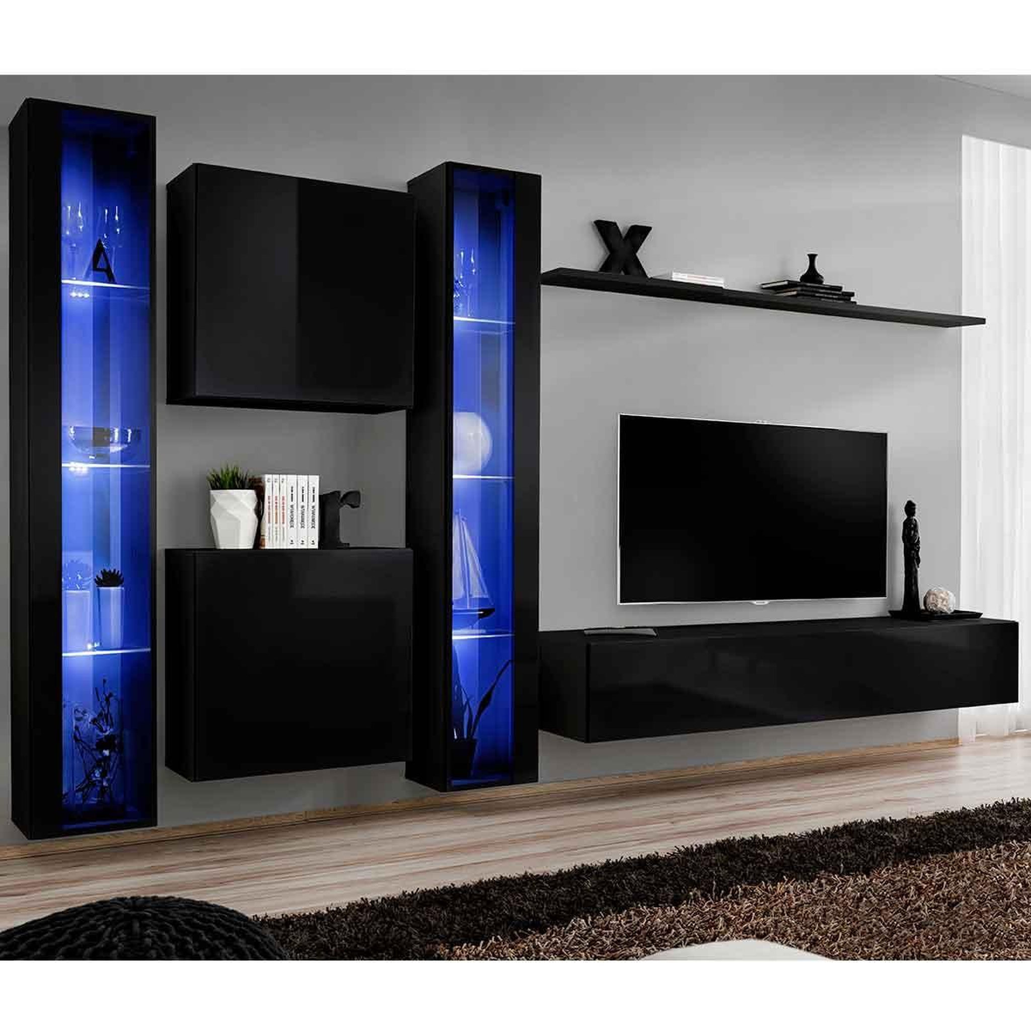 Paris Prix Meuble tv mural design  switch xvi  330cm noir