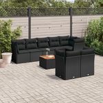 VIDAXL Salon de jardin 9 pcs avec coussins noir resine tressee