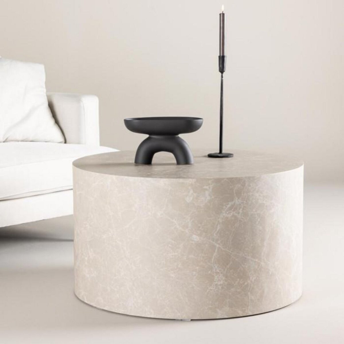 Paris Prix Table Basse Ronde  York  80cm Beige