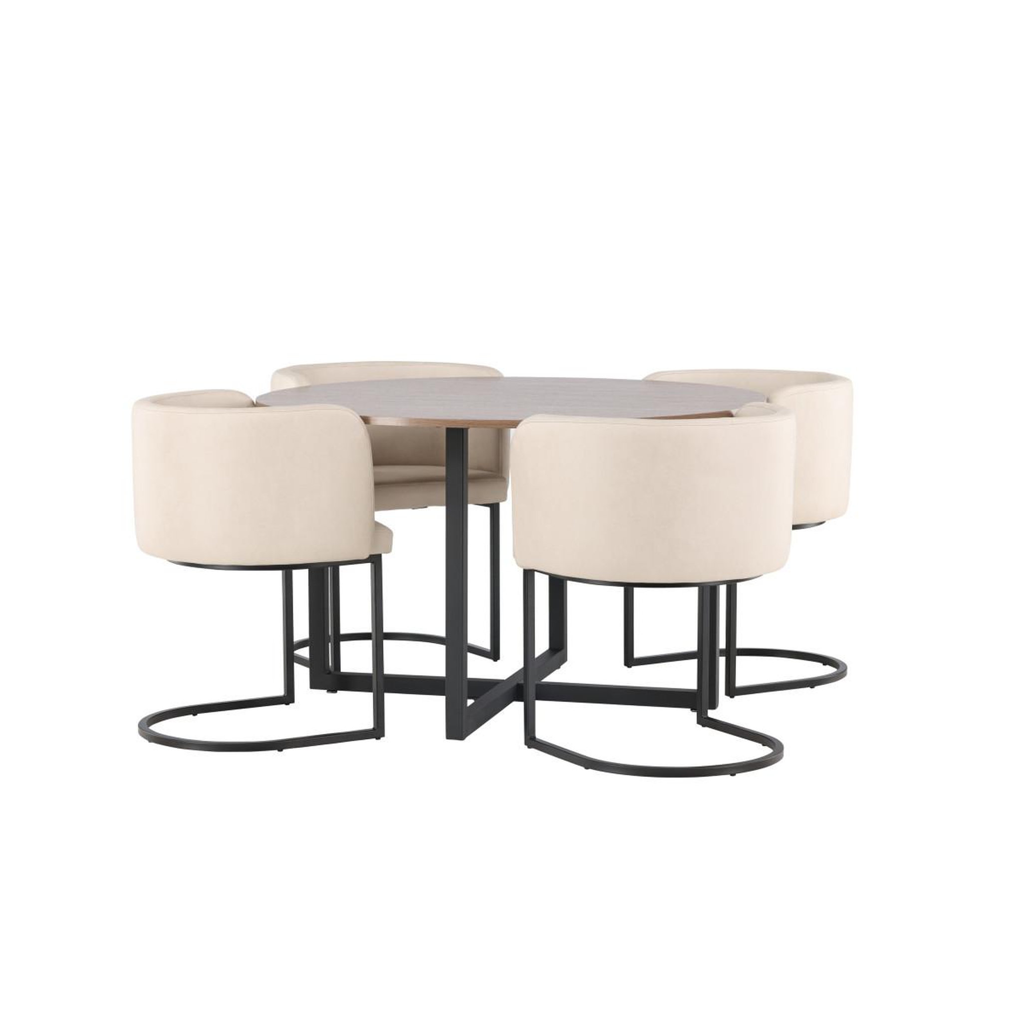 Voir la diapositive 3 : Paris Prix Ensemble table à manger & 4 chaises  durango & simrishamn  120cm noyer & beige
